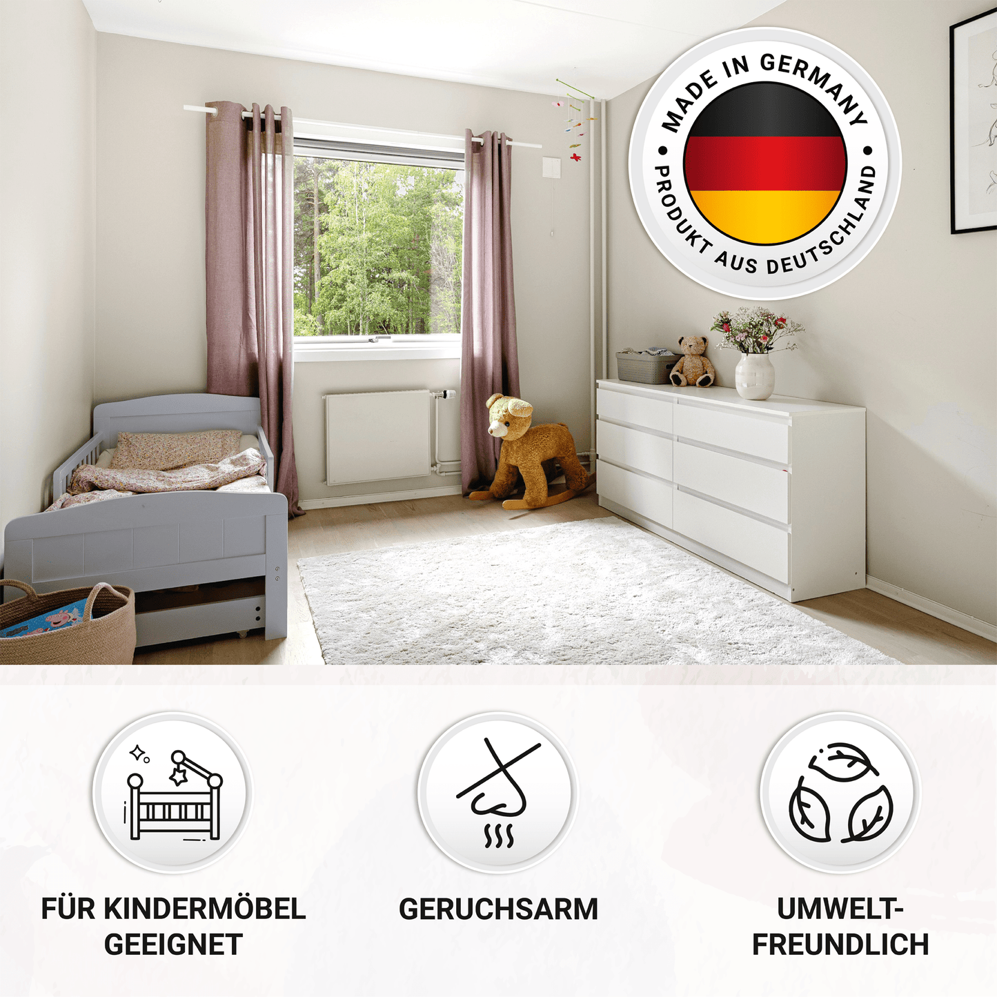 Derendo Möbelfarbe Lavendel 2,5 L – Holzfarbe für Innen – Ohne Schleifen, Hochdeckend & Wasserbasiert – Für Möbel, Türen & Küchen – Umweltfreundlich & Geruchsarm - 4251604929402 - Derendo