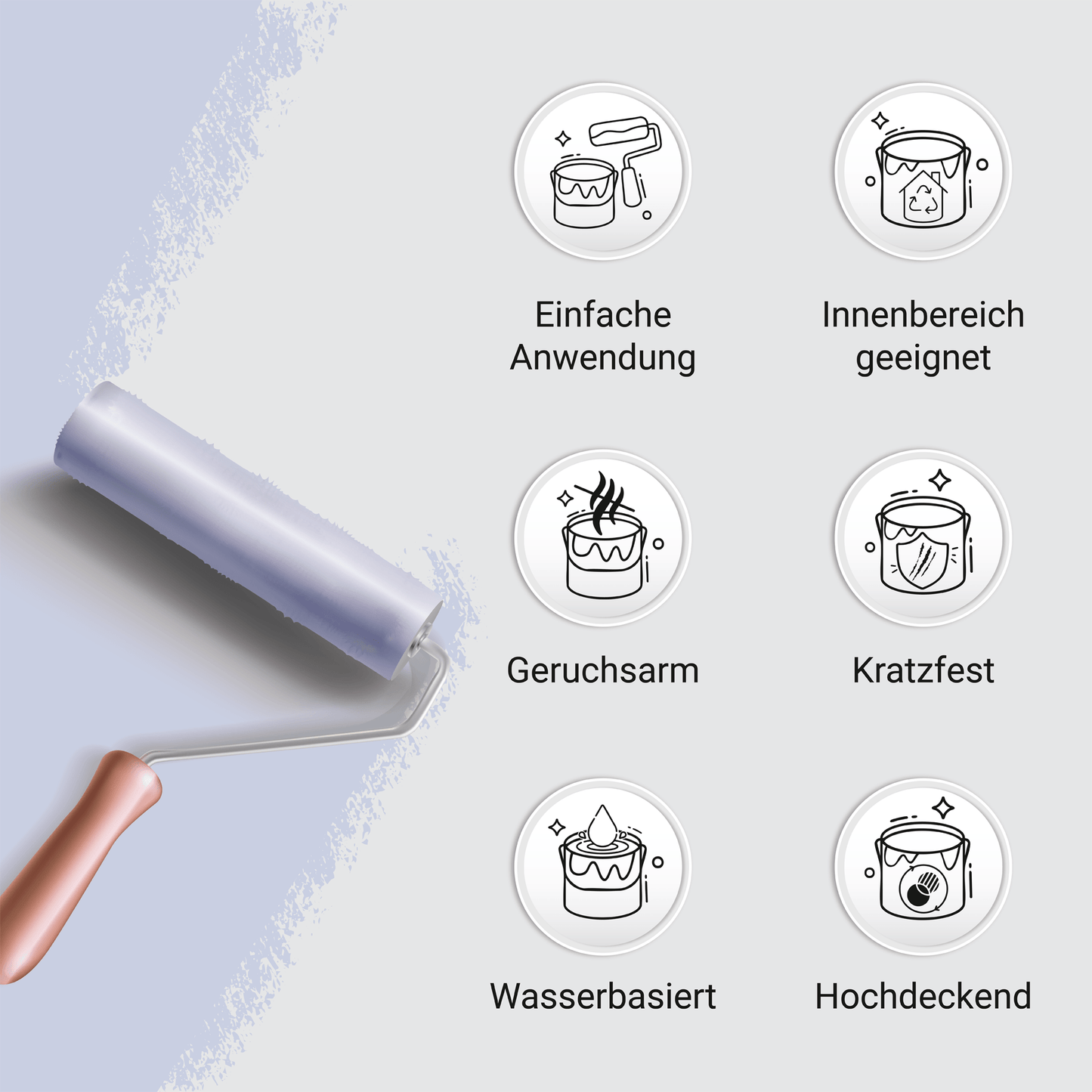 Derendo Möbelfarbe Lavendel 2,5 L – Holzfarbe für Innen – Ohne Schleifen, Hochdeckend & Wasserbasiert – Für Möbel, Türen & Küchen – Umweltfreundlich & Geruchsarm - 4251604929402 - Derendo