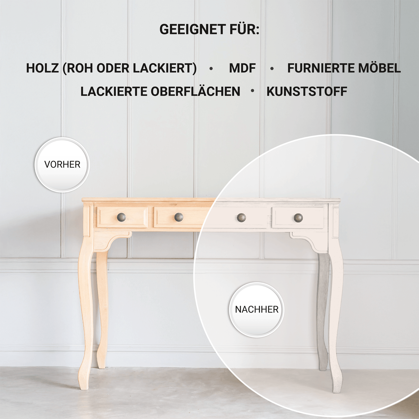 Derendo Möbelfarbe Sanftes Rosé 2,5 L – Holzfarbe für Innen – Ohne Schleifen, Hochdeckend & Wasserbasiert – Für Möbel, Türen & Küchen – Umweltfreundlich & Geruchsarm - 4251604929389 - Derendo