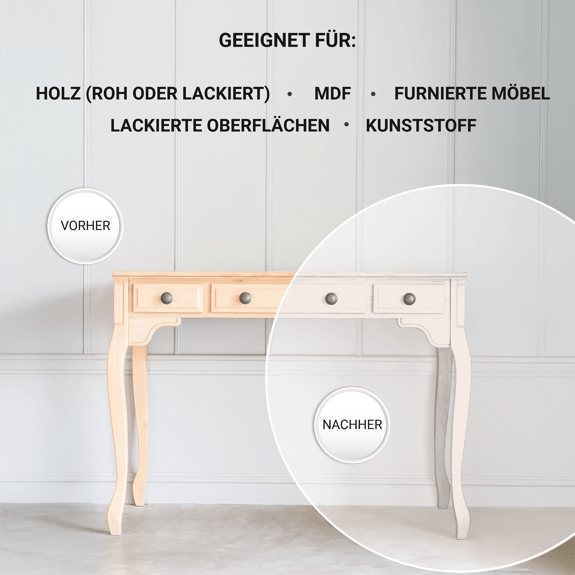 Derendo Möbelfarbe Sanftes Rosé 2,5 L – Holzfarbe für Innen – Ohne Schleifen, Hochdeckend & Wasserbasiert – Für Möbel, Türen & Küchen – Umweltfreundlich & Geruchsarm - 4251604929389 - Derendo