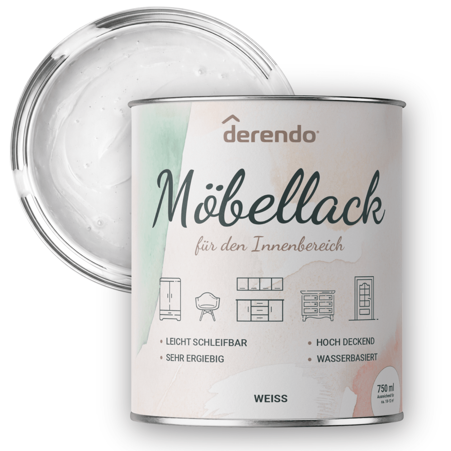 Derendo® Möbelfarbe Weiss 750ml – Möbelfarbe ohne Schleifen in – Produktbild von Derendo