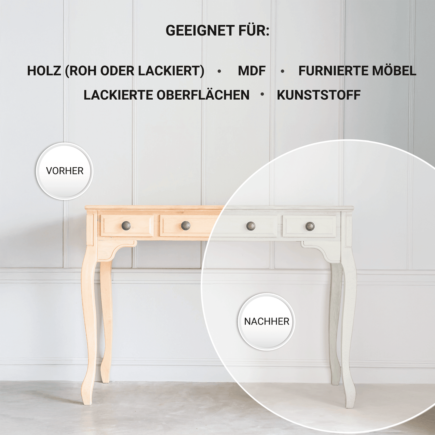 Derendo Möbelfarbe Altweiss 2,5 L – Holzfarbe für Innen – Ohne Schleifen, Hochdeckend & Wasserbasiert – Für Möbel, Türen & Küchen – Umweltfreundlich & Geruchsarm in – Produktbild von Derendo
