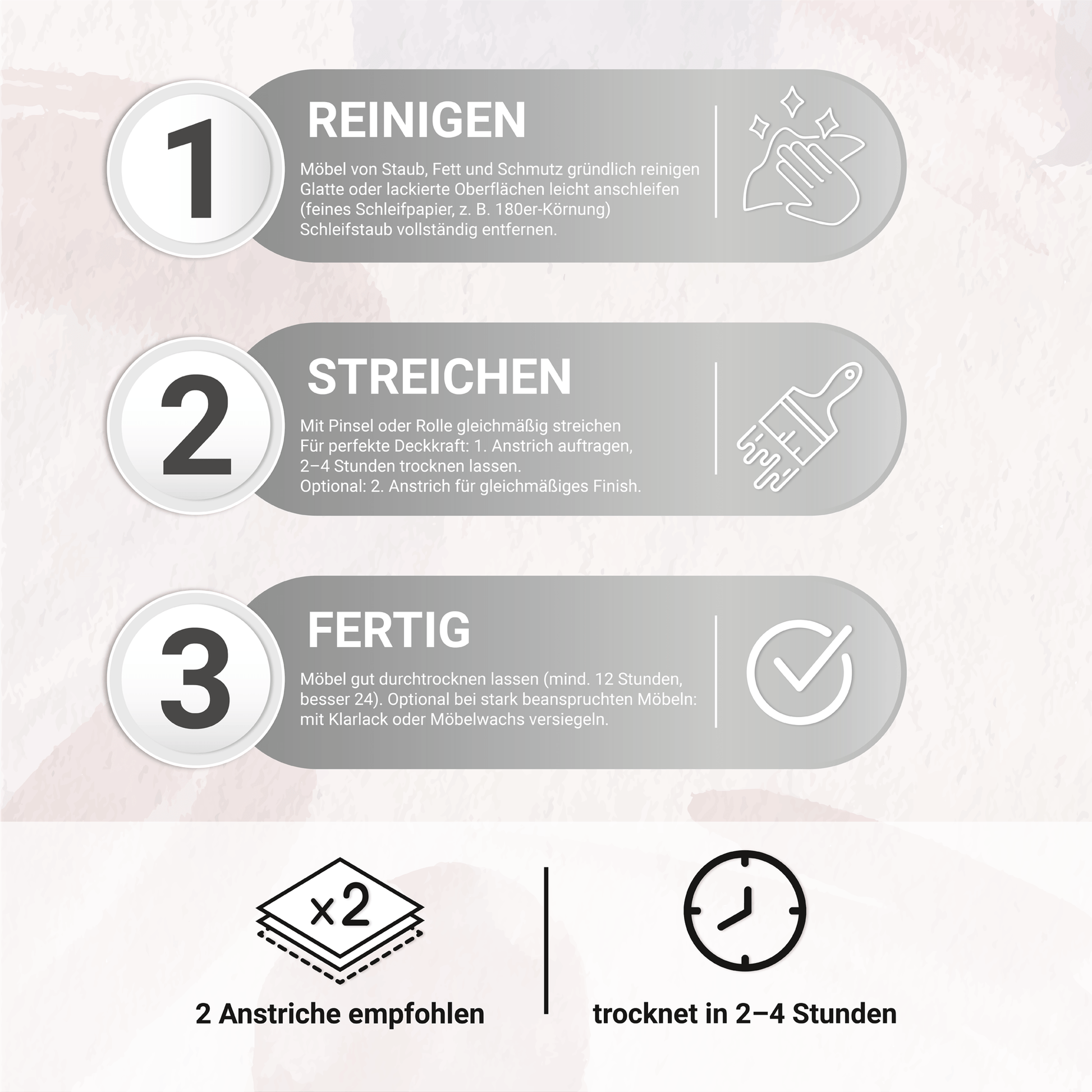 Derendo Möbelfarbe Altweiss 2,5 L – Holzfarbe für Innen – Ohne Schleifen, Hochdeckend & Wasserbasiert – Für Möbel, Türen & Küchen – Umweltfreundlich & Geruchsarm in – Produktbild von Derendo