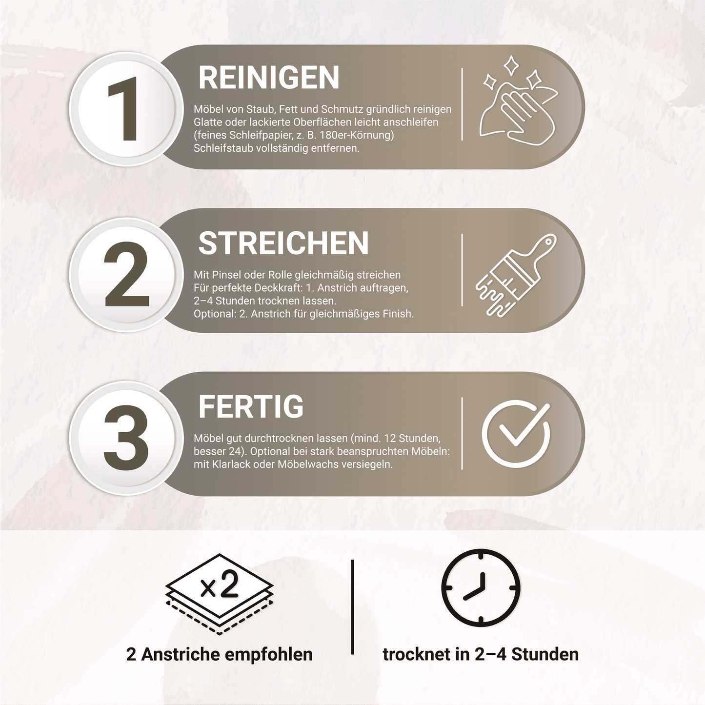 Derendo Möbelfarbe Braungrau 2,5 L – Holzfarbe für Innen – Ohne Schleifen, Hochdeckend & Wasserbasiert – Für Möbel, Türen & Küchen – Umweltfreundlich & Geruchsarm in – Produktbild von Derendo