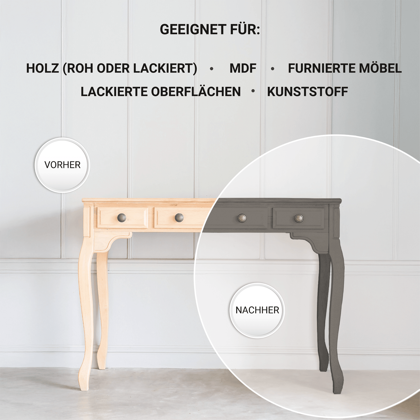 Derendo Möbelfarbe Braungrau 2,5 L – Holzfarbe für Innen – Ohne Schleifen, Hochdeckend & Wasserbasiert – Für Möbel, Türen & Küchen – Umweltfreundlich & Geruchsarm in – Produktbild von Derendo
