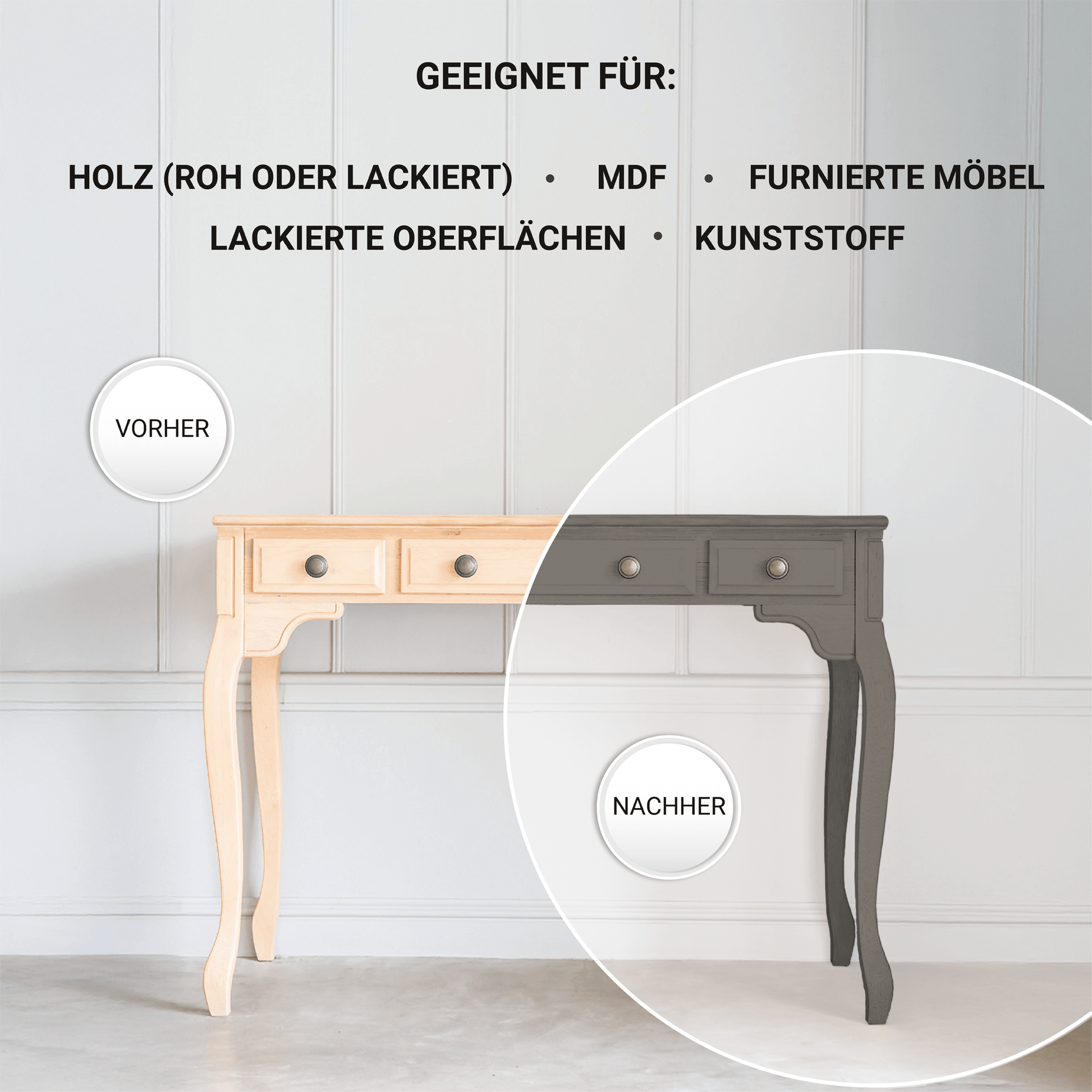 Derendo Möbelfarbe Braungrau 2,5 L – Holzfarbe für Innen – Ohne Schleifen, Hochdeckend & Wasserbasiert – Für Möbel, Türen & Küchen – Umweltfreundlich & Geruchsarm in – Produktbild von Derendo