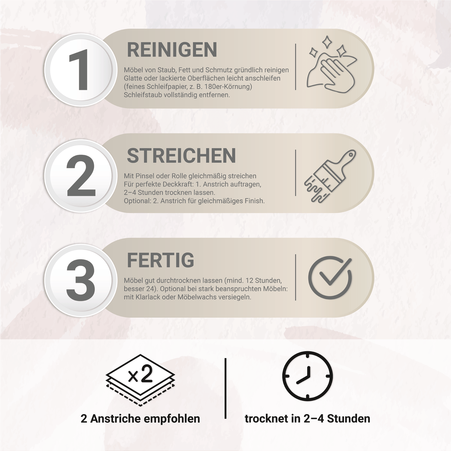 Derendo Möbelfarbe Creme 2,5 L – Holzfarbe für Innen – Ohne Schleifen, Hochdeckend & Wasserbasiert – Für Möbel, Türen & Küchen – Umweltfreundlich & Geruchsarm in – Produktbild von Derendo