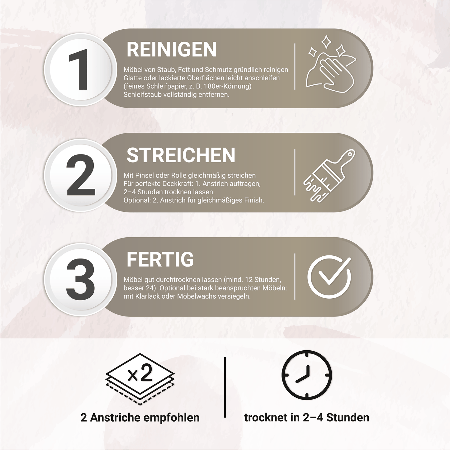 Derendo Möbelfarbe Helles Grau 2,5 L – Holzfarbe für Innen – Ohne Schleifen, Hochdeckend & Wasserbasiert – Für Möbel, Türen & Küchen – Umweltfreundlich & Geruchsarm in – Produktbild von Derendo