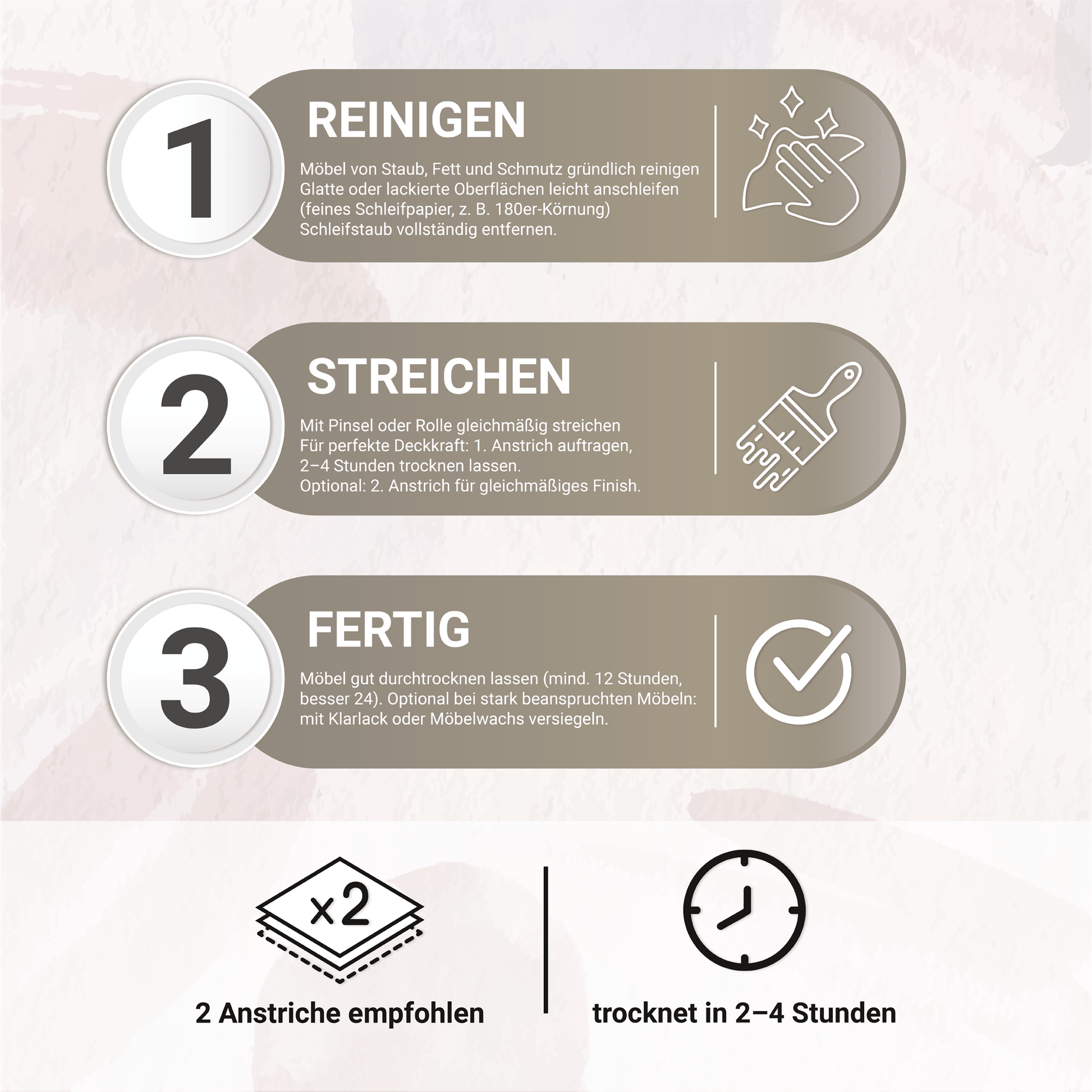 Derendo Möbelfarbe Helles Grau 2,5 L – Holzfarbe für Innen – Ohne Schleifen, Hochdeckend & Wasserbasiert – Für Möbel, Türen & Küchen – Umweltfreundlich & Geruchsarm in – Produktbild von Derendo