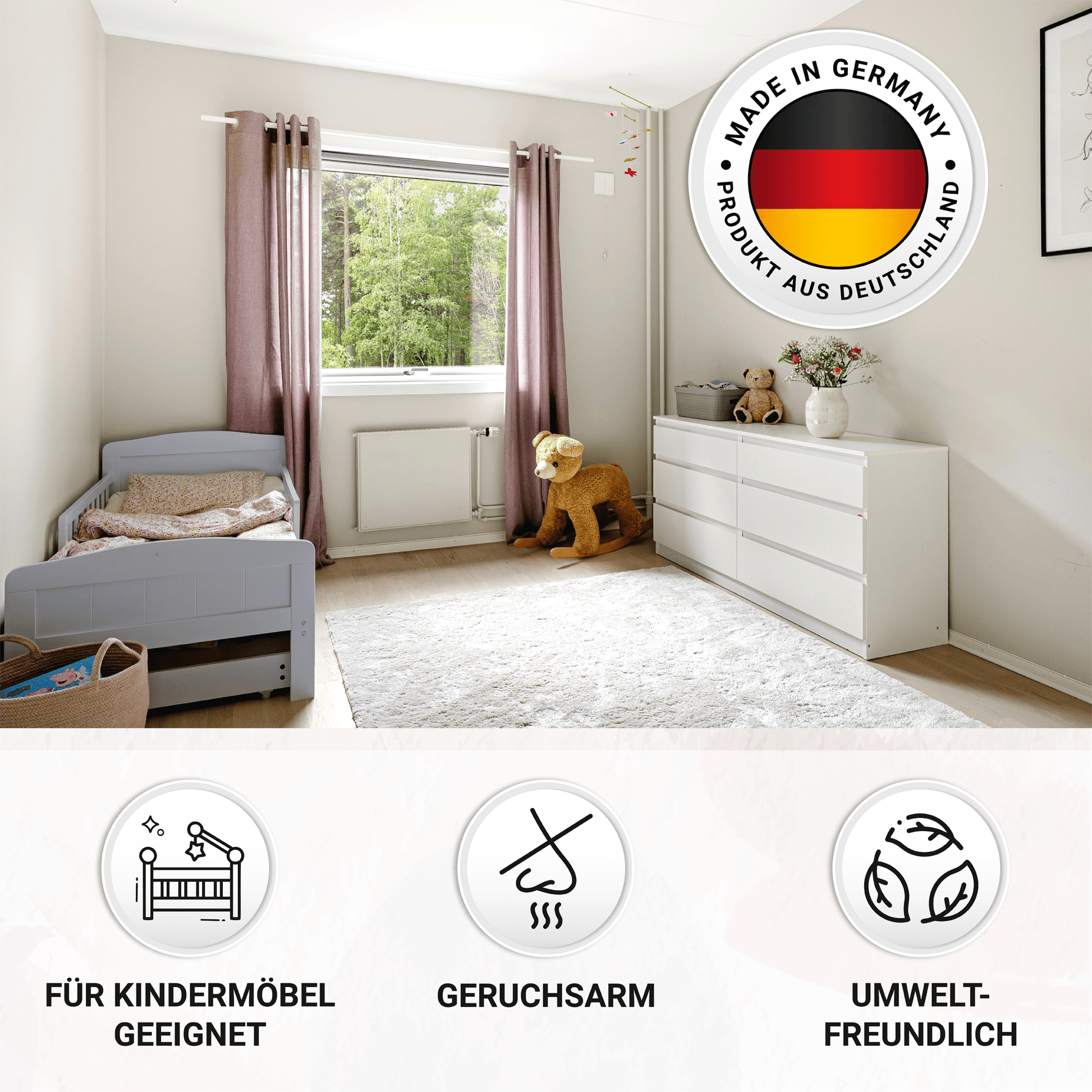 Derendo Möbelfarbe Lavendel 2,5 L – Holzfarbe für Innen – Ohne Schleifen, Hochdeckend & Wasserbasiert – Für Möbel, Türen & Küchen – Umweltfreundlich & Geruchsarm in – Produktbild von Derendo
