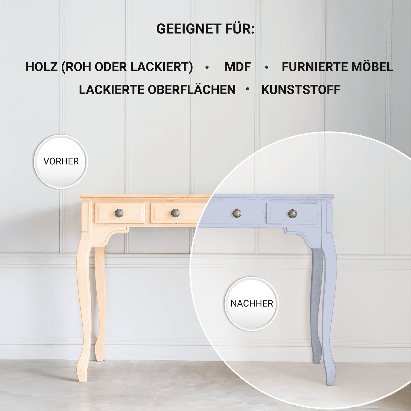 Derendo Möbelfarbe Lavendel 2,5 L – Holzfarbe für Innen – Ohne Schleifen, Hochdeckend & Wasserbasiert – Für Möbel, Türen & Küchen – Umweltfreundlich & Geruchsarm in – Produktbild von Derendo