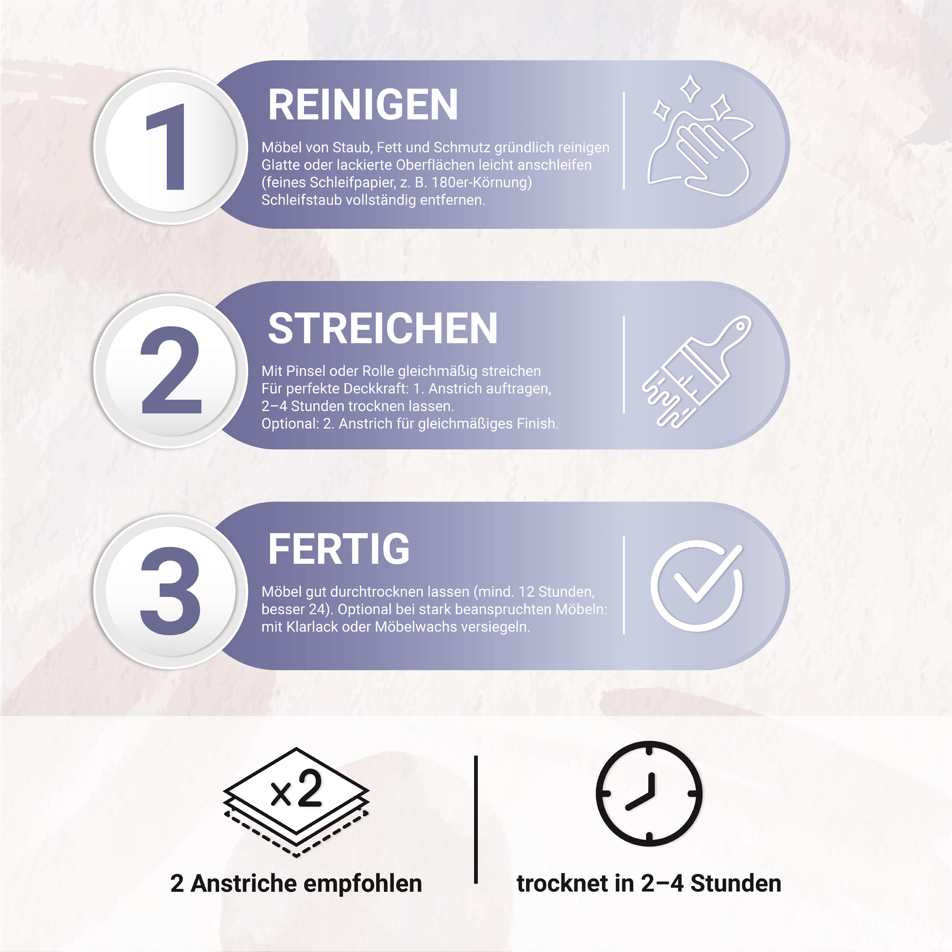 Derendo Möbelfarbe Lavendel 2,5 L – Holzfarbe für Innen – Ohne Schleifen, Hochdeckend & Wasserbasiert – Für Möbel, Türen & Küchen – Umweltfreundlich & Geruchsarm in – Produktbild von Derendo