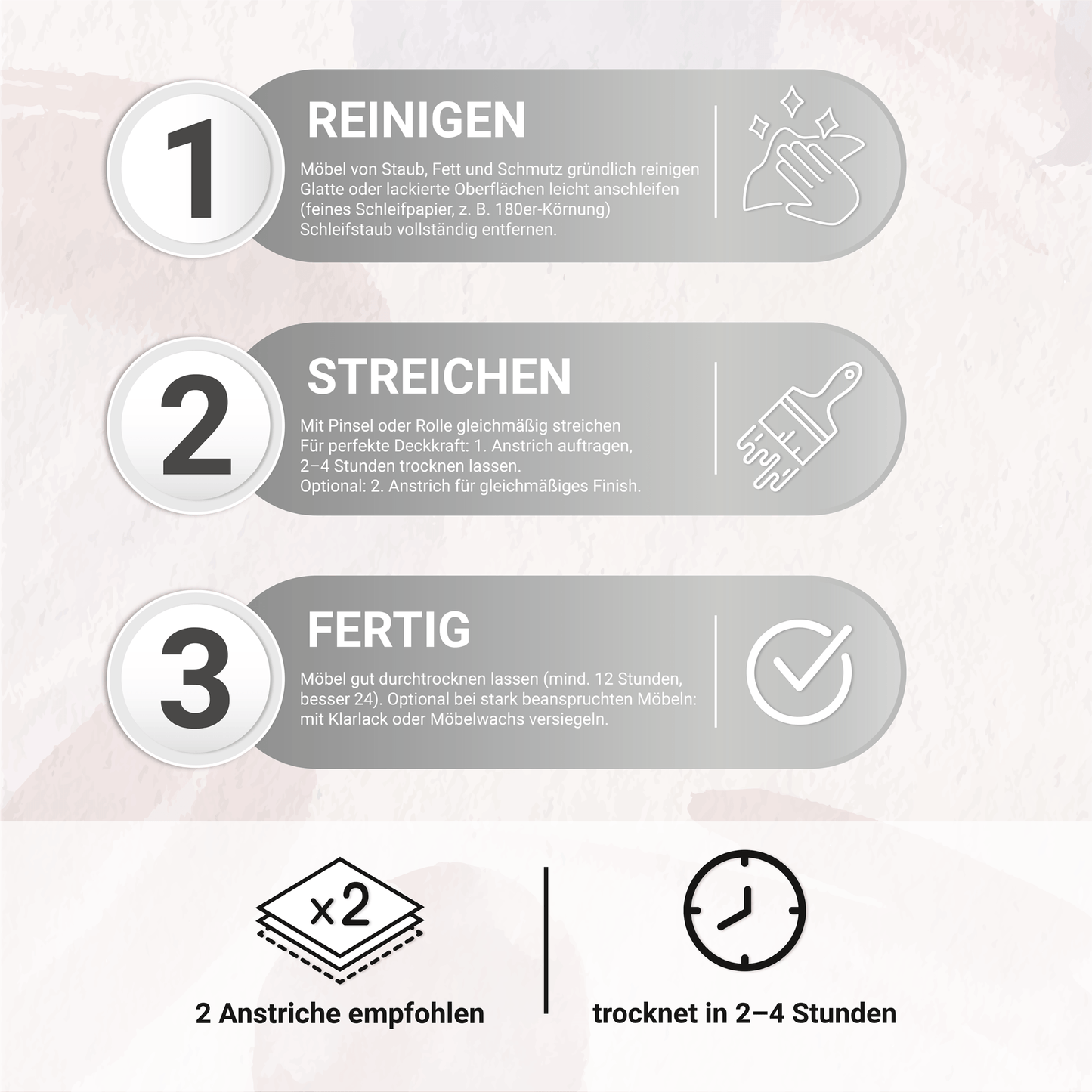 Derendo Möbelfarbe Reinweiss 2,5 L – Holzfarbe für Innen – Ohne Schleifen, Hochdeckend & Wasserbasiert – Für Möbel, Türen & Küchen – Umweltfreundlich & Geruchsarm in – Produktbild von Derendo