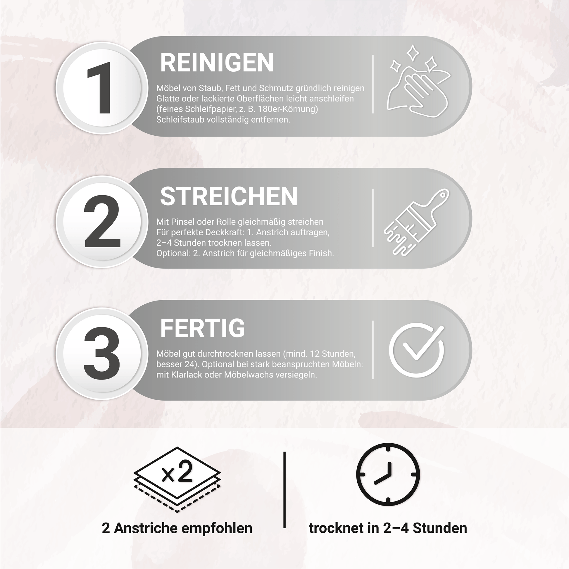 Derendo Möbelfarbe Reinweiss 2,5 L – Holzfarbe für Innen – Ohne Schleifen, Hochdeckend & Wasserbasiert – Für Möbel, Türen & Küchen – Umweltfreundlich & Geruchsarm in – Produktbild von Derendo