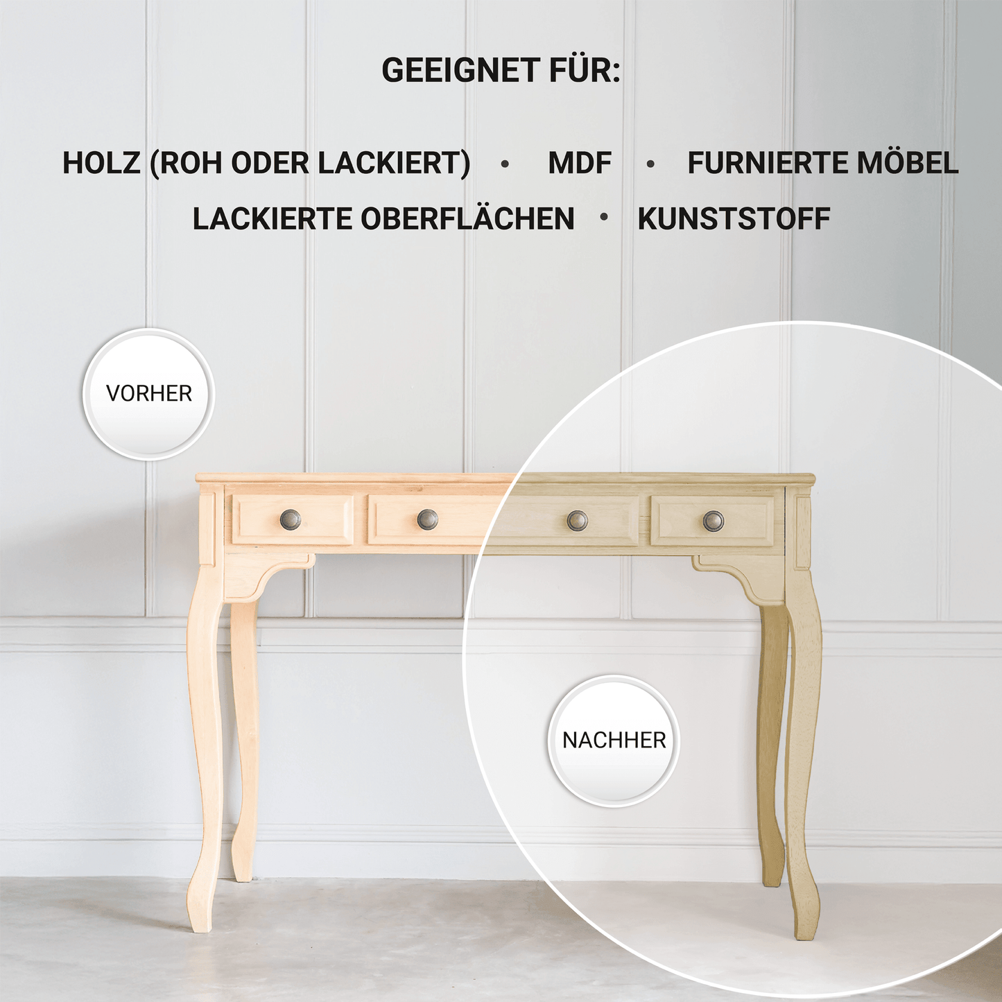 Derendo Möbelfarbe Sandbeige 2,5 L – Holzfarbe für Innen – Ohne Schleifen, Hochdeckend & Wasserbasiert – Für Möbel, Türen & Küchen – Umweltfreundlich & Geruchsarm in – Produktbild von Derendo