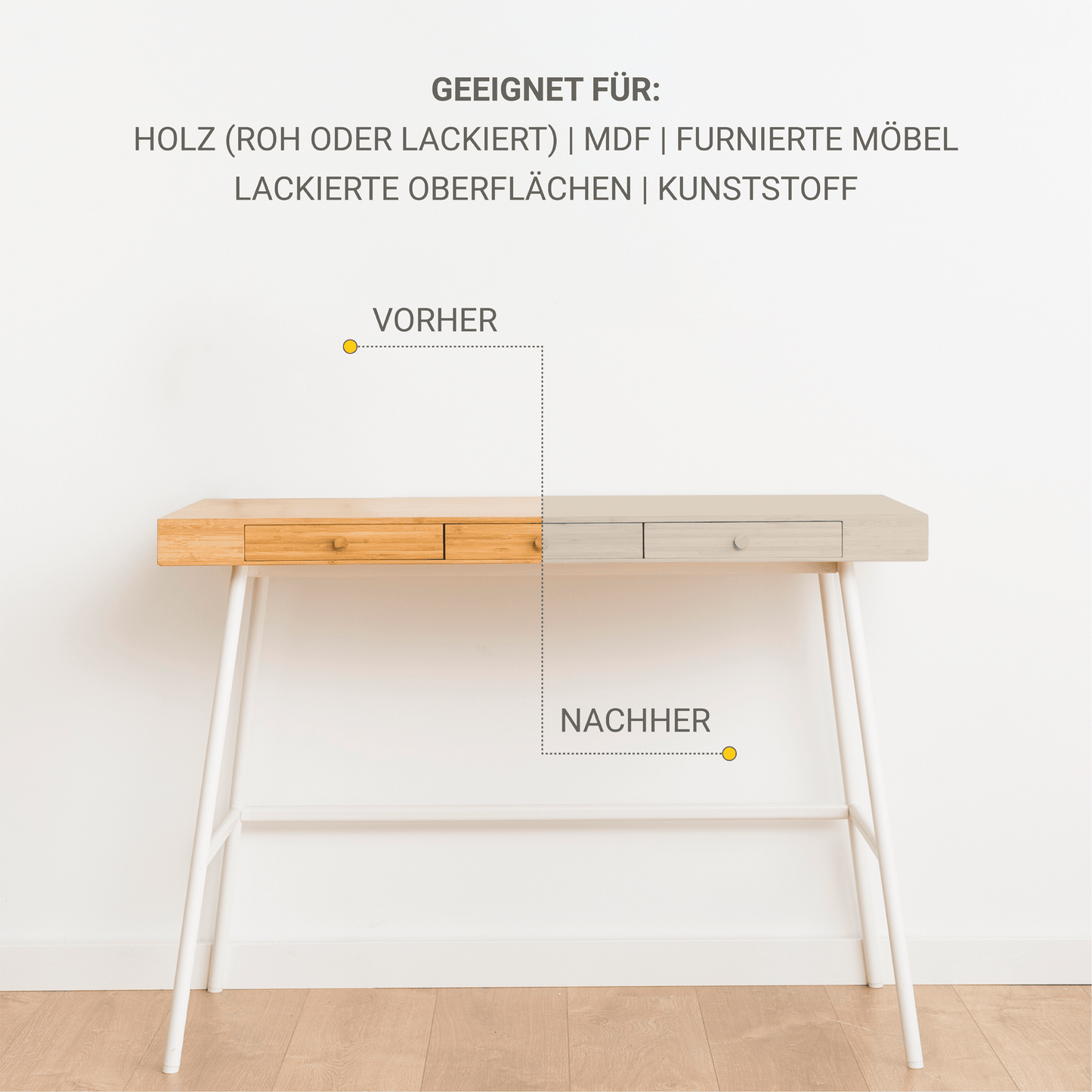 Derendo® Möbelfarbe Sandbeige 750ml – Möbelfarbe ohne Schleifen + Lackier-Roller-Set in – Produktbild von Derendo