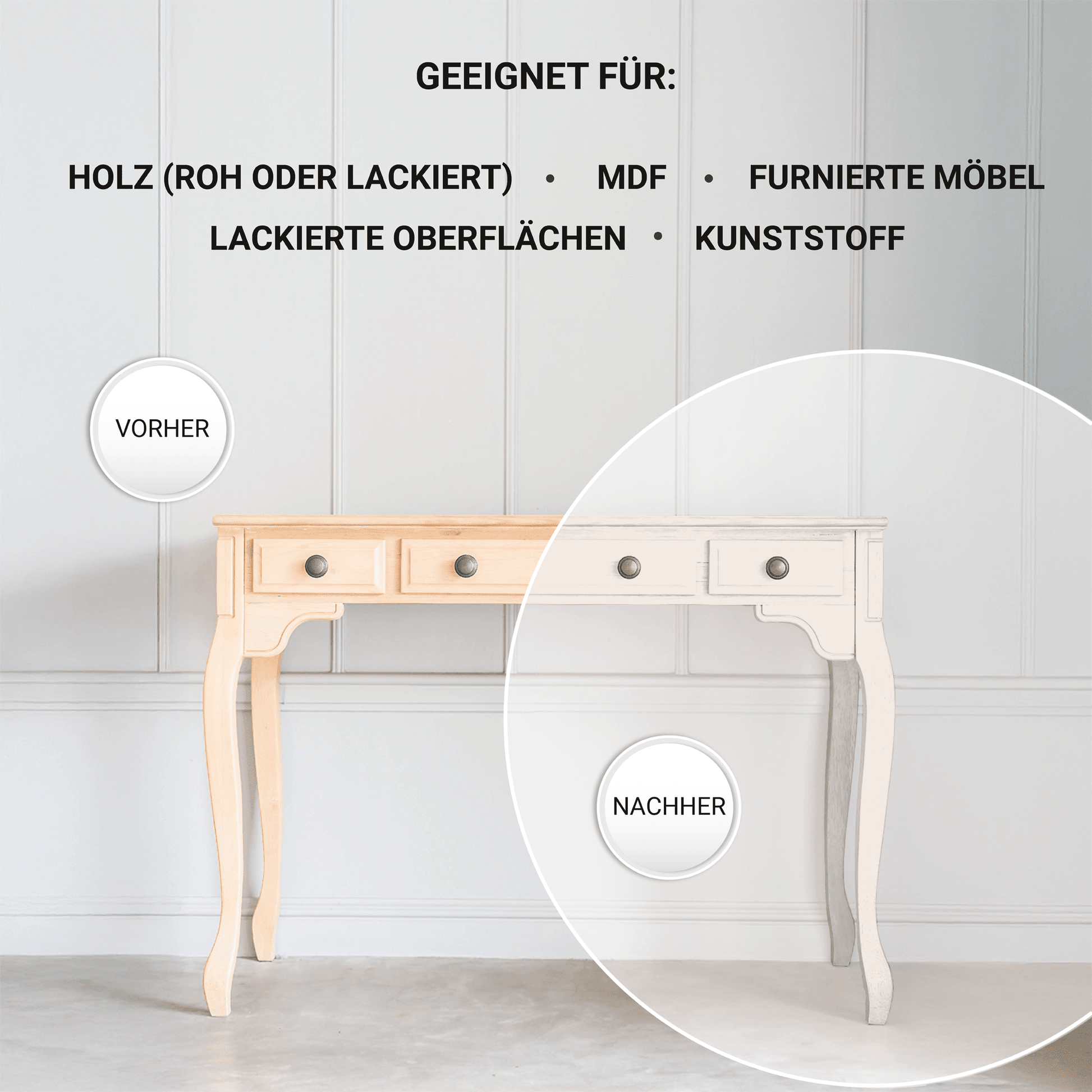 Derendo Möbelfarbe Sanftes Rosé 2,5 L – Holzfarbe für Innen – Ohne Schleifen, Hochdeckend & Wasserbasiert – Für Möbel, Türen & Küchen – Umweltfreundlich & Geruchsarm in 2.5 Liter – Produktbild von Derendo