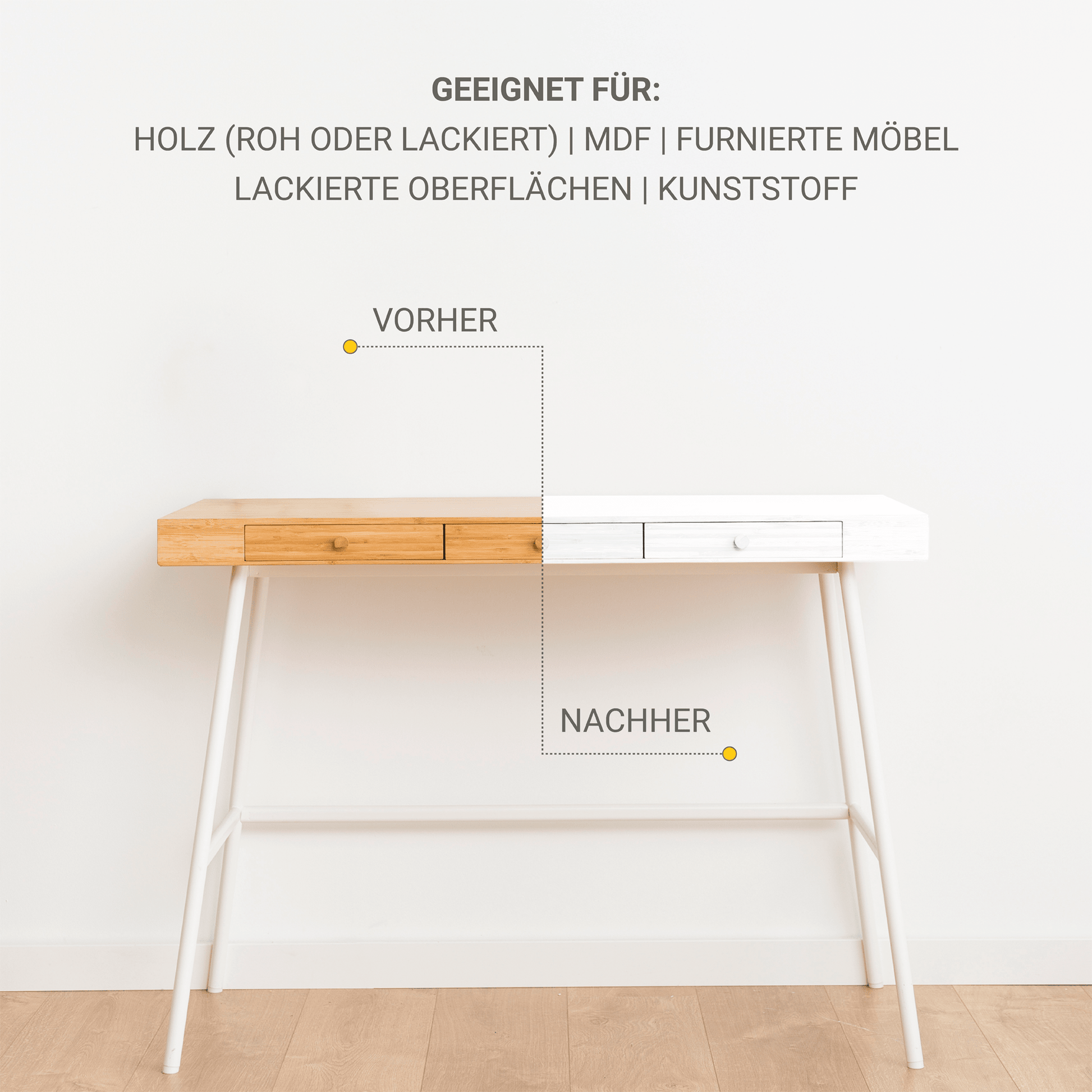 Derendo® Möbelfarbe Weiss 750ml – Möbelfarbe ohne Schleifen + Lack-Roller-Set in – Produktbild von Derendo