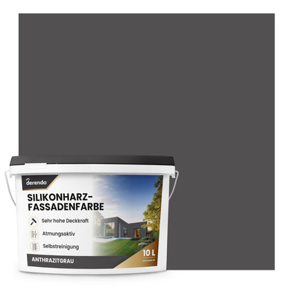 Derendo Premium Fassadenfarbe Anthrazitgrau mit Wetterschutz und Abperleffekt in 2.5L – Produktbild von Derendo