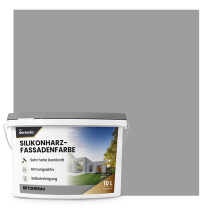 Derendo Premium Fassadenfarbe Betongrau mit Wetterschutz und Abperleffekt in 2.5L – Produktbild von Derendo