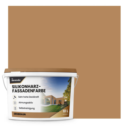 Derendo Premium Fassadenfarbe Erdbraun mit Wetterschutz und Abperleffekt - 4251604929105 - Derendo