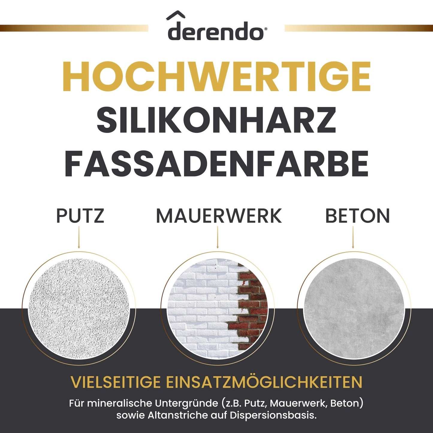 Derendo Premium Fassadenfarbe Hellgrau mit Wetterschutz und Abperleffekt in 2.5L – Produktbild von Derendo