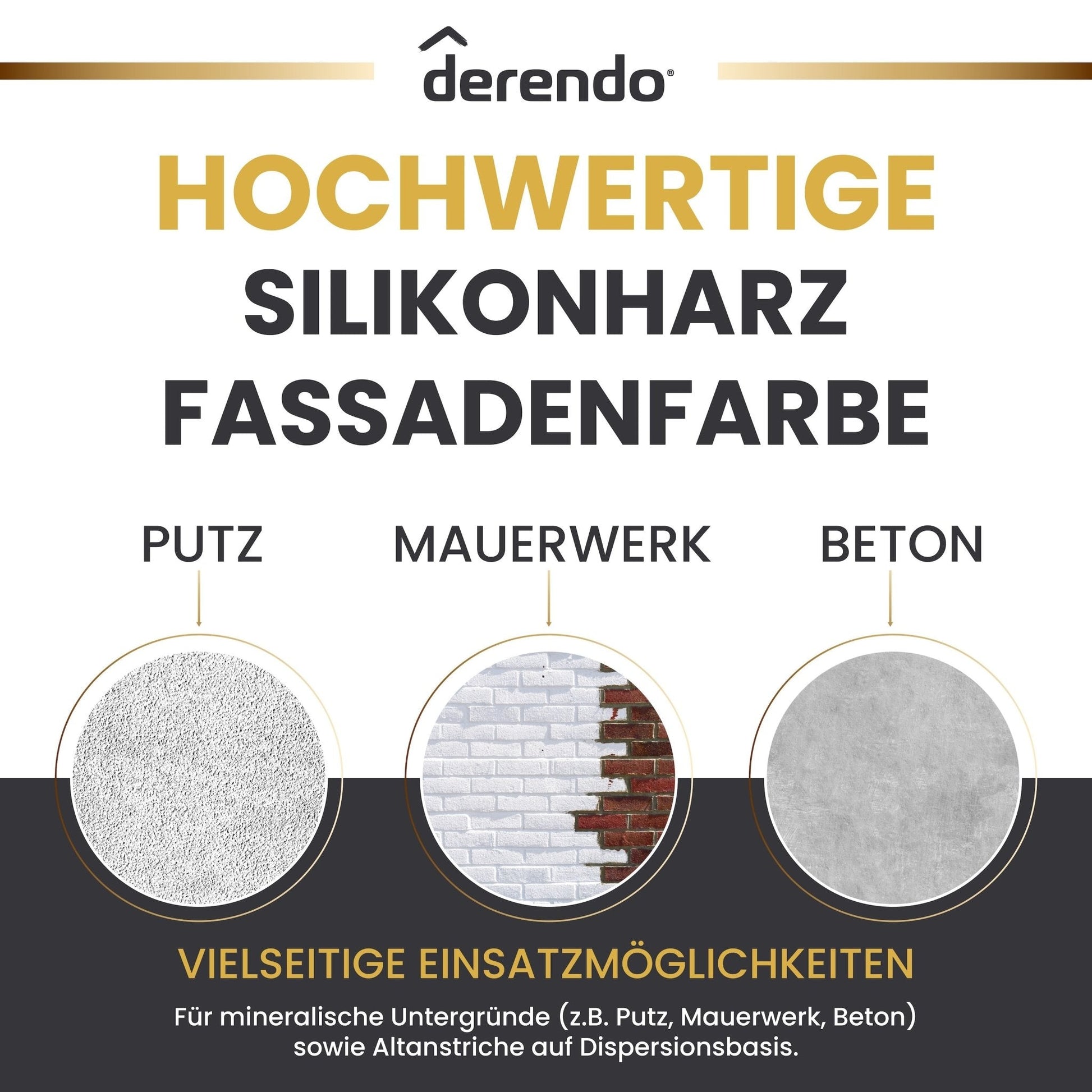 Derendo Premium Silikonharz Fassadenfarbe weiß mit Wetterschutz durch Abperleffekt des Lotusblattes in 2.5 Liter – Produktbild von Derendo