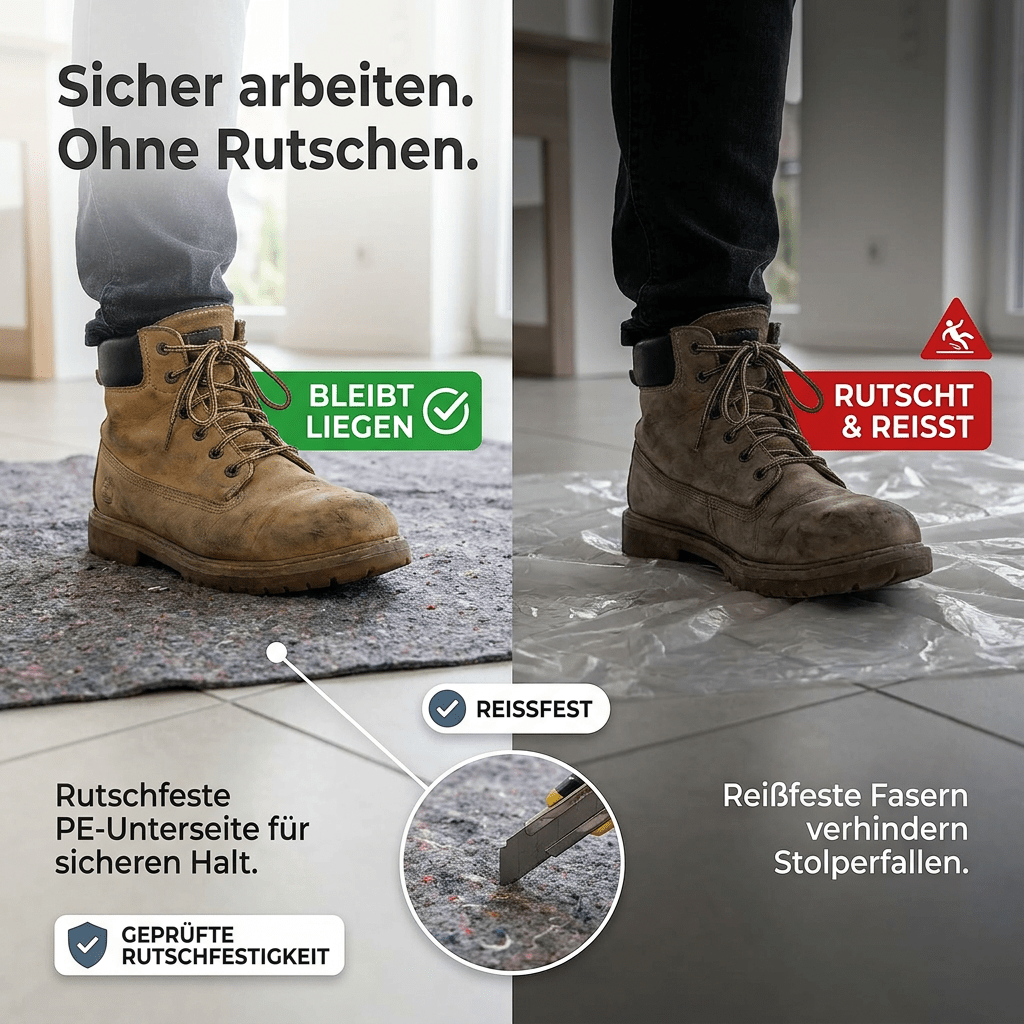 Derendo® Saugvlies 180 g/m² – Abdeckvlies mit Folienunterseite, 3 m² (1 m x 3 m), Innen & Außen in – Produktbild von Derendo