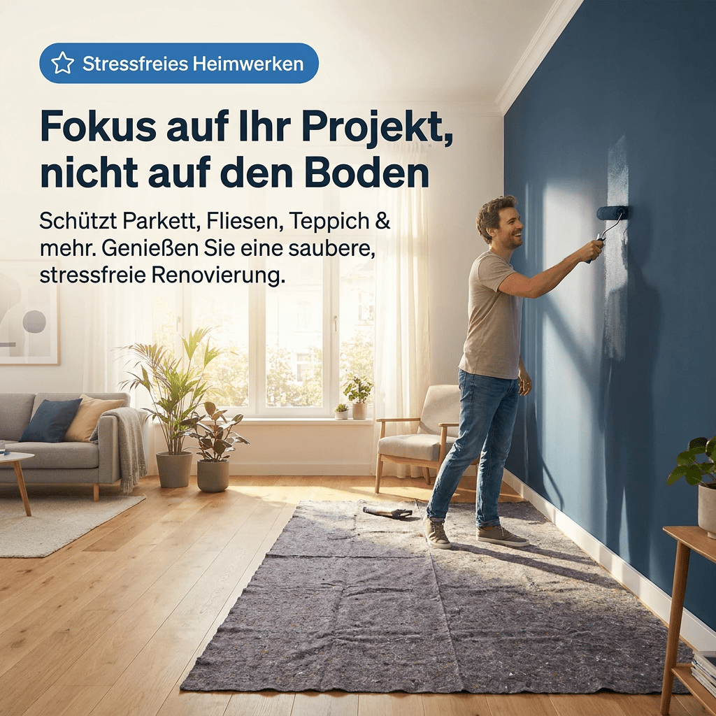 Derendo® Saugvlies 180 g/m² – Abdeckvlies mit Folienunterseite, 3 m² (1 m x 3 m), Innen & Außen in – Produktbild von Derendo