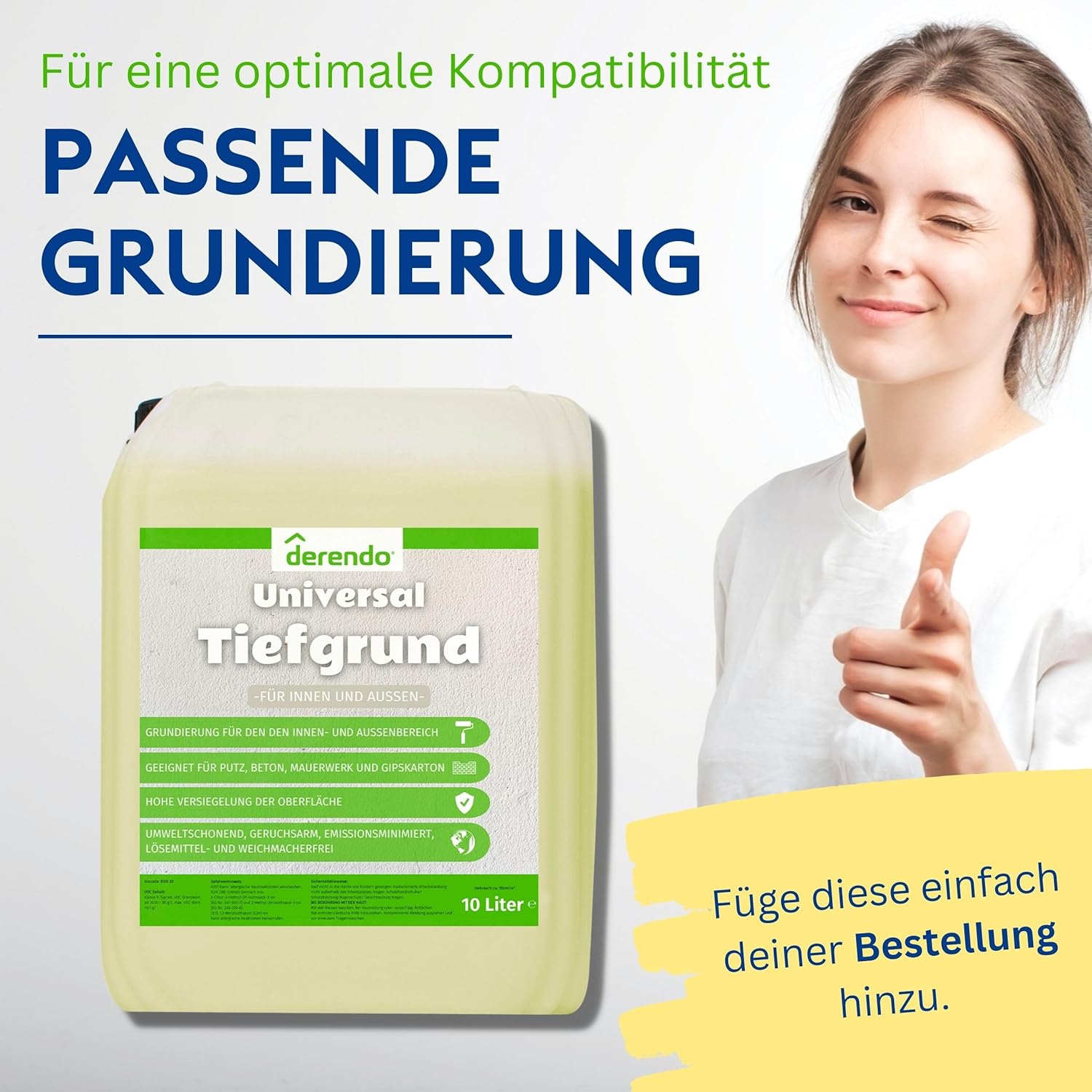 Derendo silikonharzverstärkte Fassadenfarbe weiß mit EXTRA Wetterschutz in 10 Liter – Produktbild von Derendo