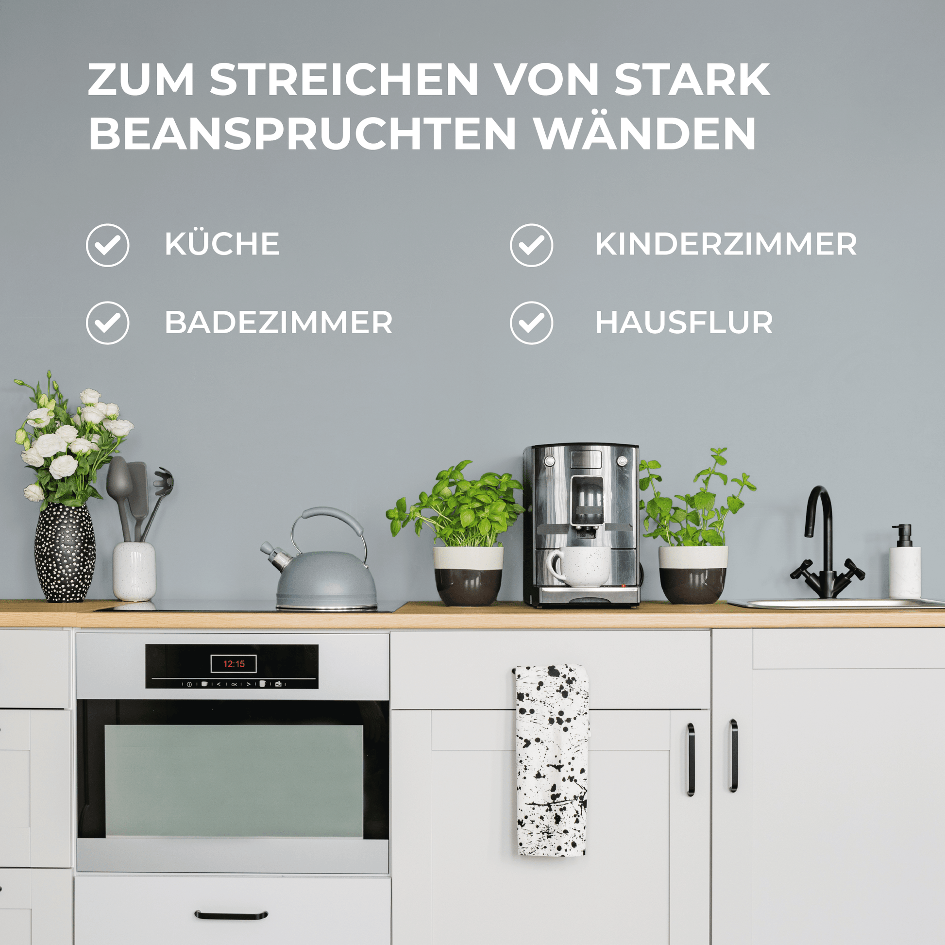 Derendo Wandfarbe Latexfarbe Betongrau Matt abwaschbar in 10 Liter – Produktbild von Derendo