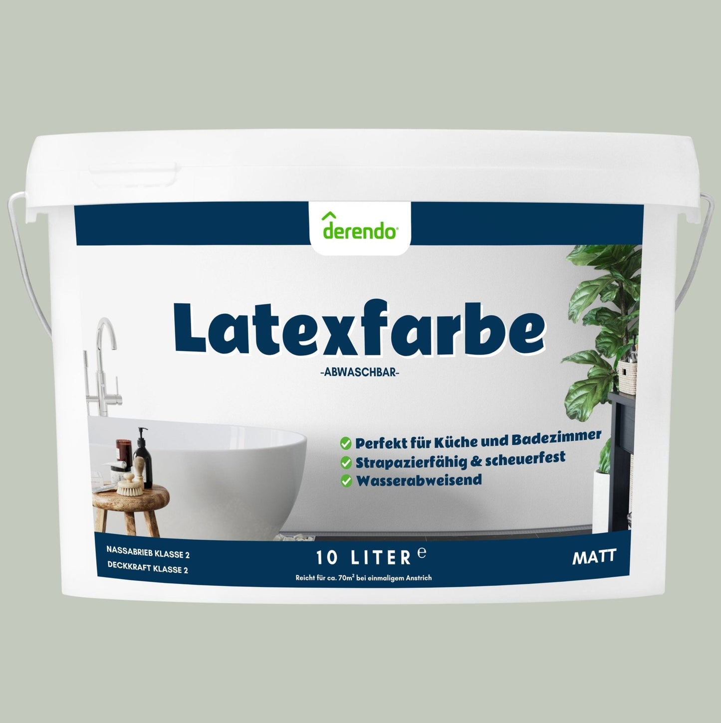 Derendo Wandfarbe Latexfarbe Caperngrün Matt abwaschbar - 4251604927408 - Derendo
