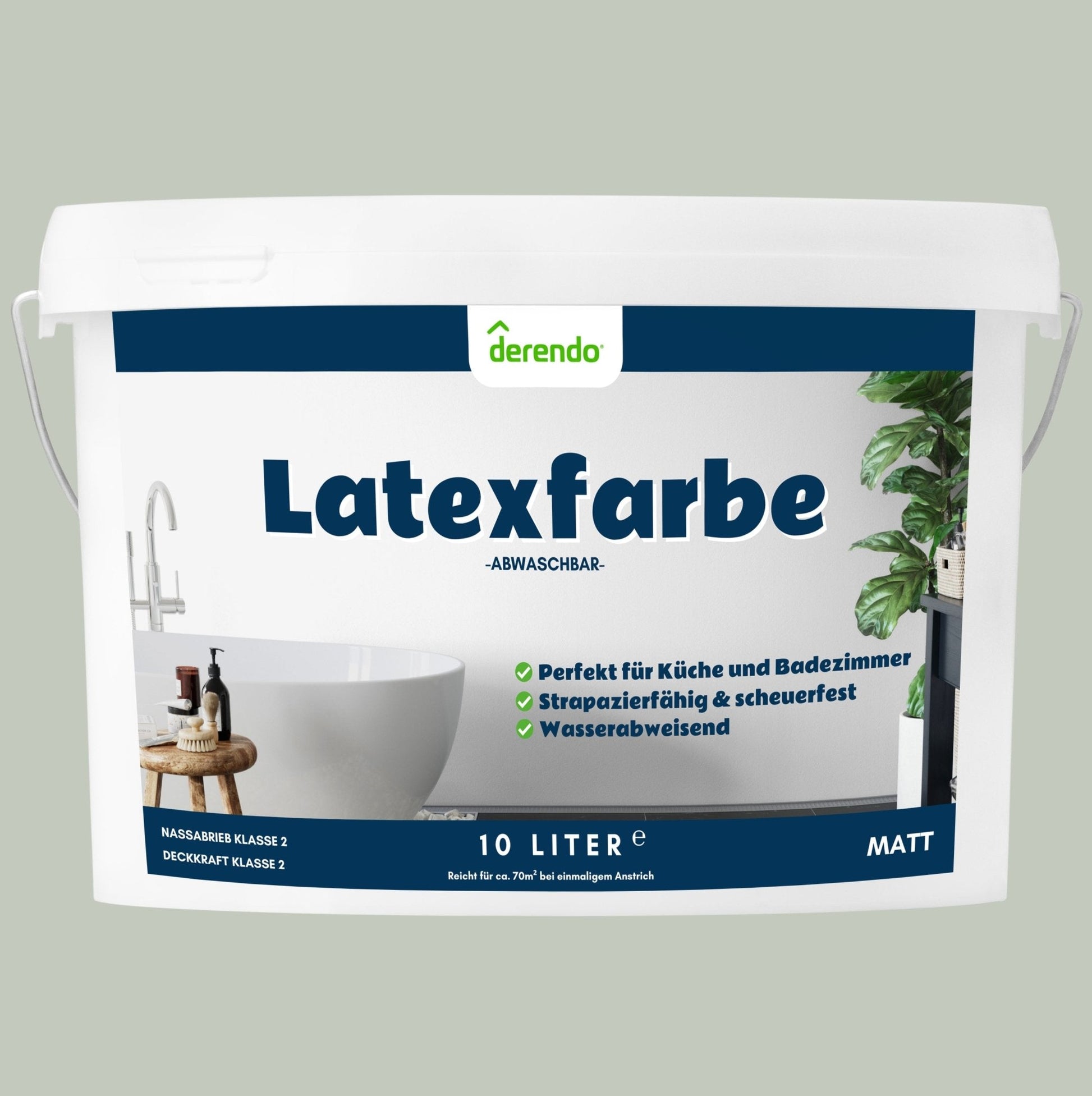 Derendo Wandfarbe Latexfarbe Caperngrün Matt abwaschbar - 4251604927408 - Derendo