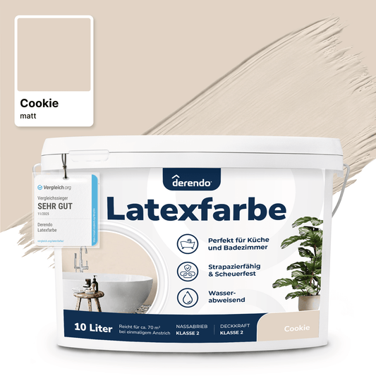 Derendo Wandfarbe Latexfarbe Cookie Matt abwaschbar in 2.5 Liter – Produktbild von Derendo