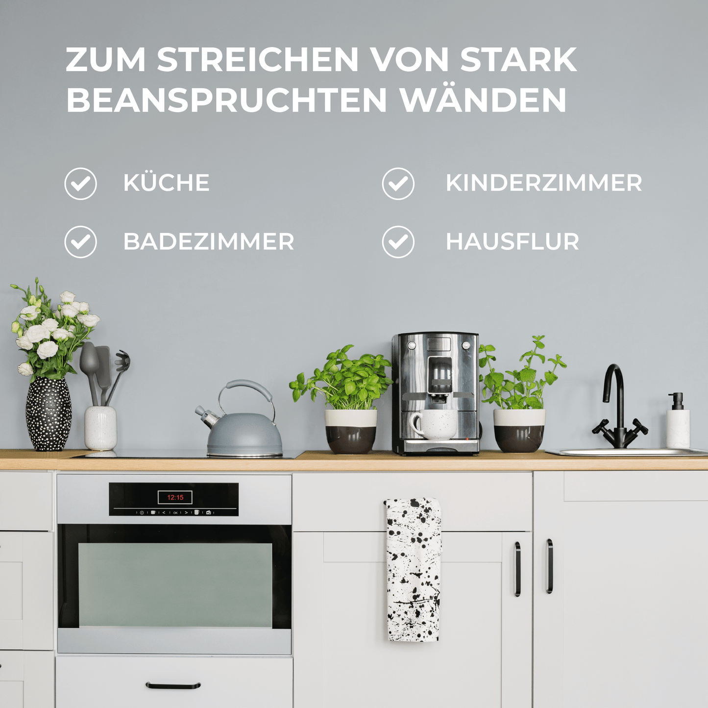Derendo Wandfarbe Latexfarbe Elefantengrau Matt abwaschbar in 10 Liter – Produktbild von Derendo