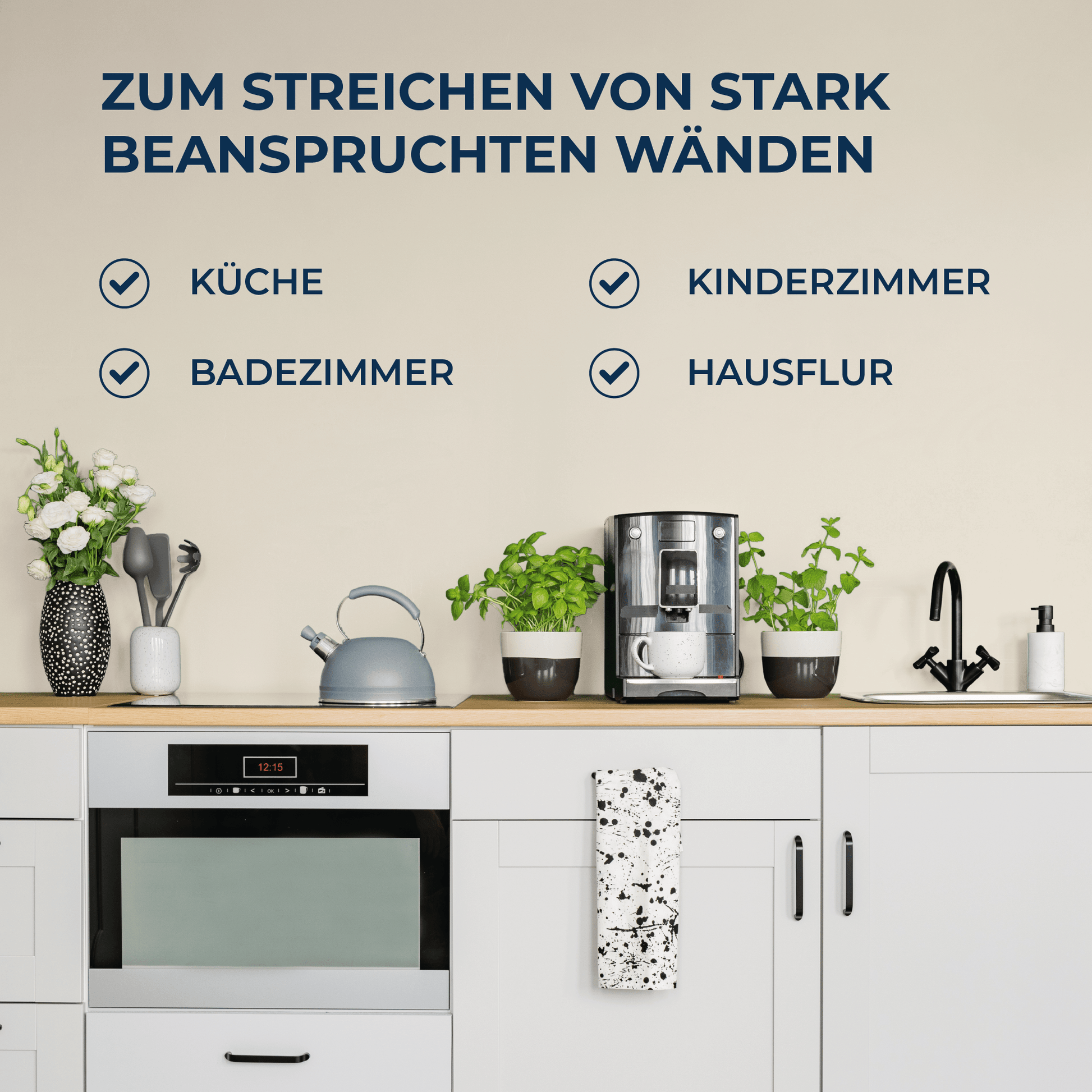 Derendo Wandfarbe Latexfarbe Graubeige Matt abwaschbar in 10 Liter – Produktbild von Derendo