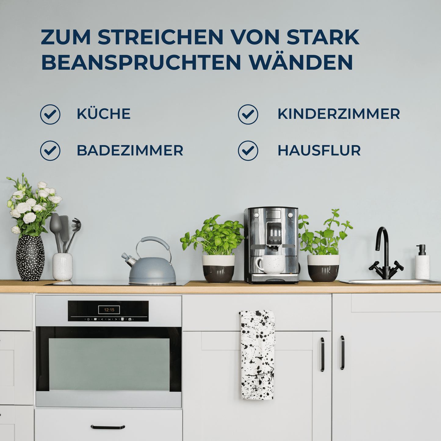 Derendo Wandfarbe Latexfarbe Hellgrau Matt abwaschbar in 10 Liter – Produktbild von Derendo