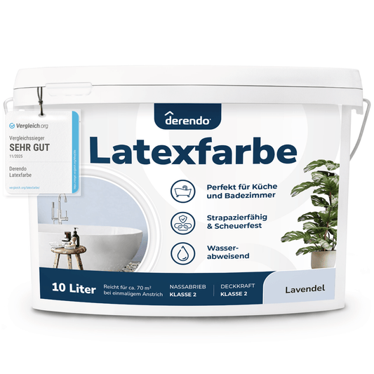 Derendo Wandfarbe Latexfarbe Lavendel Matt abwaschbar in 10 Liter – Produktbild von Derendo