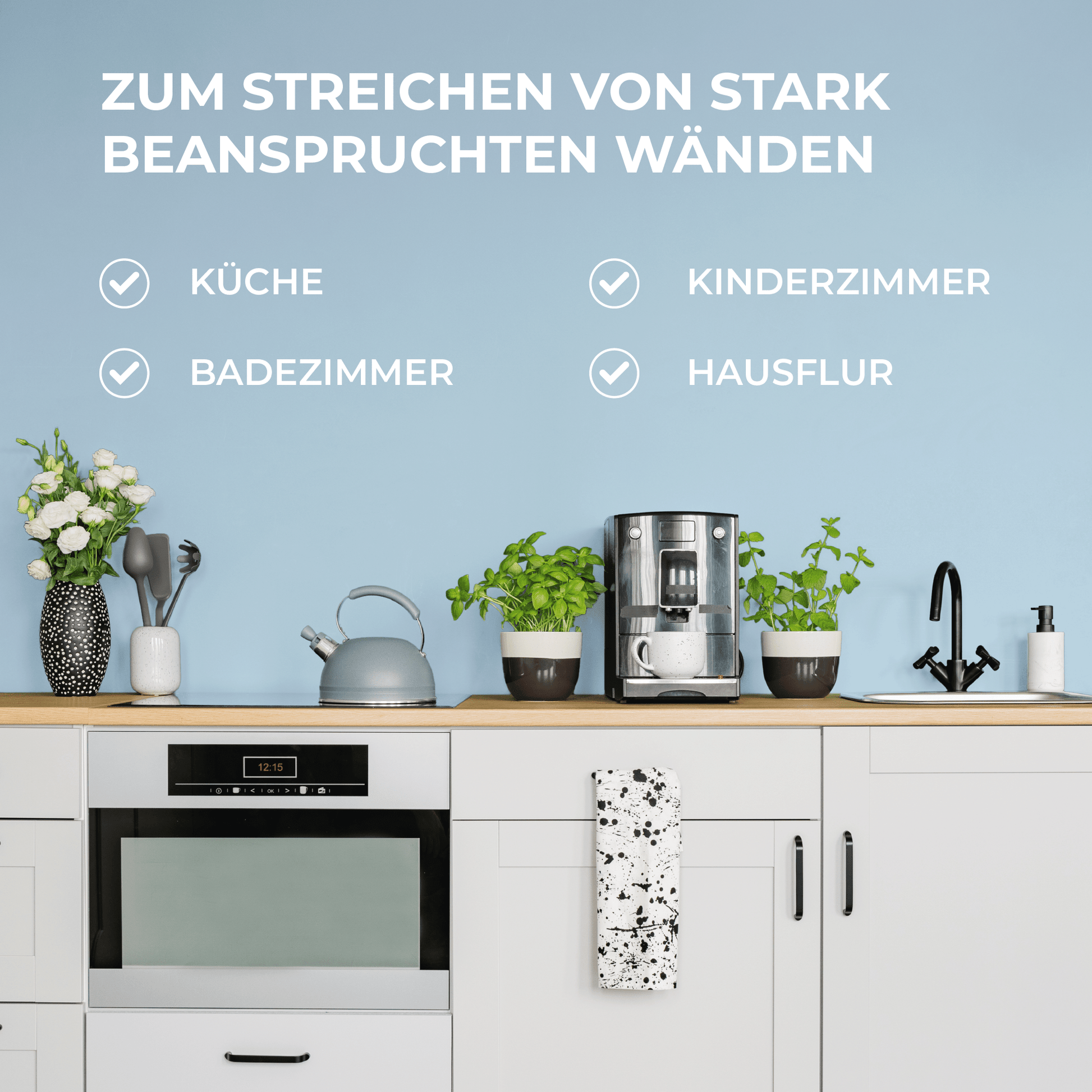 Derendo Wandfarbe Latexfarbe Nebelblau Matt abwaschbar in 10 Liter – Produktbild von Derendo