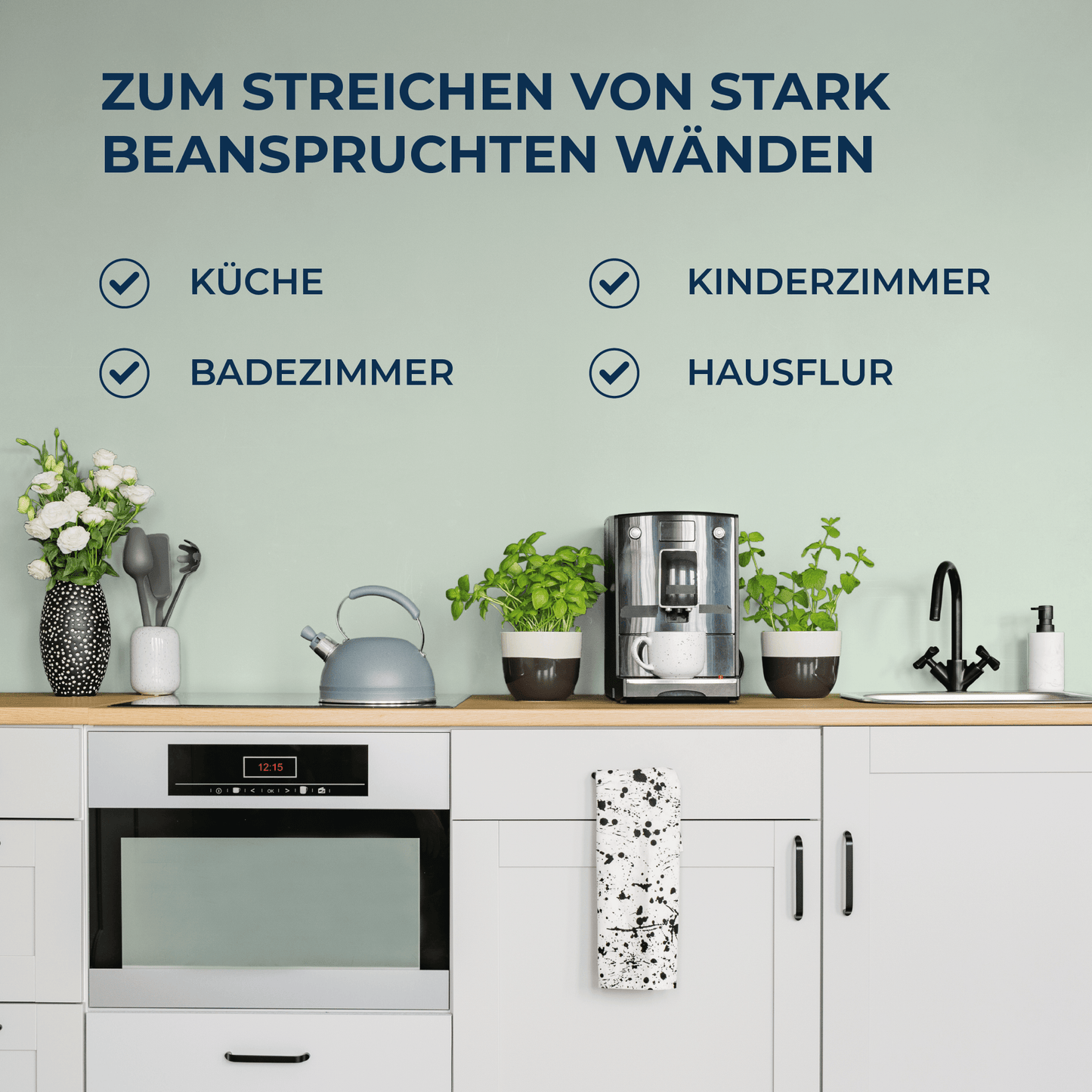 Derendo Wandfarbe Latexfarbe Salbeigrün Matt abwaschbar in 10 Liter – Produktbild von Derendo