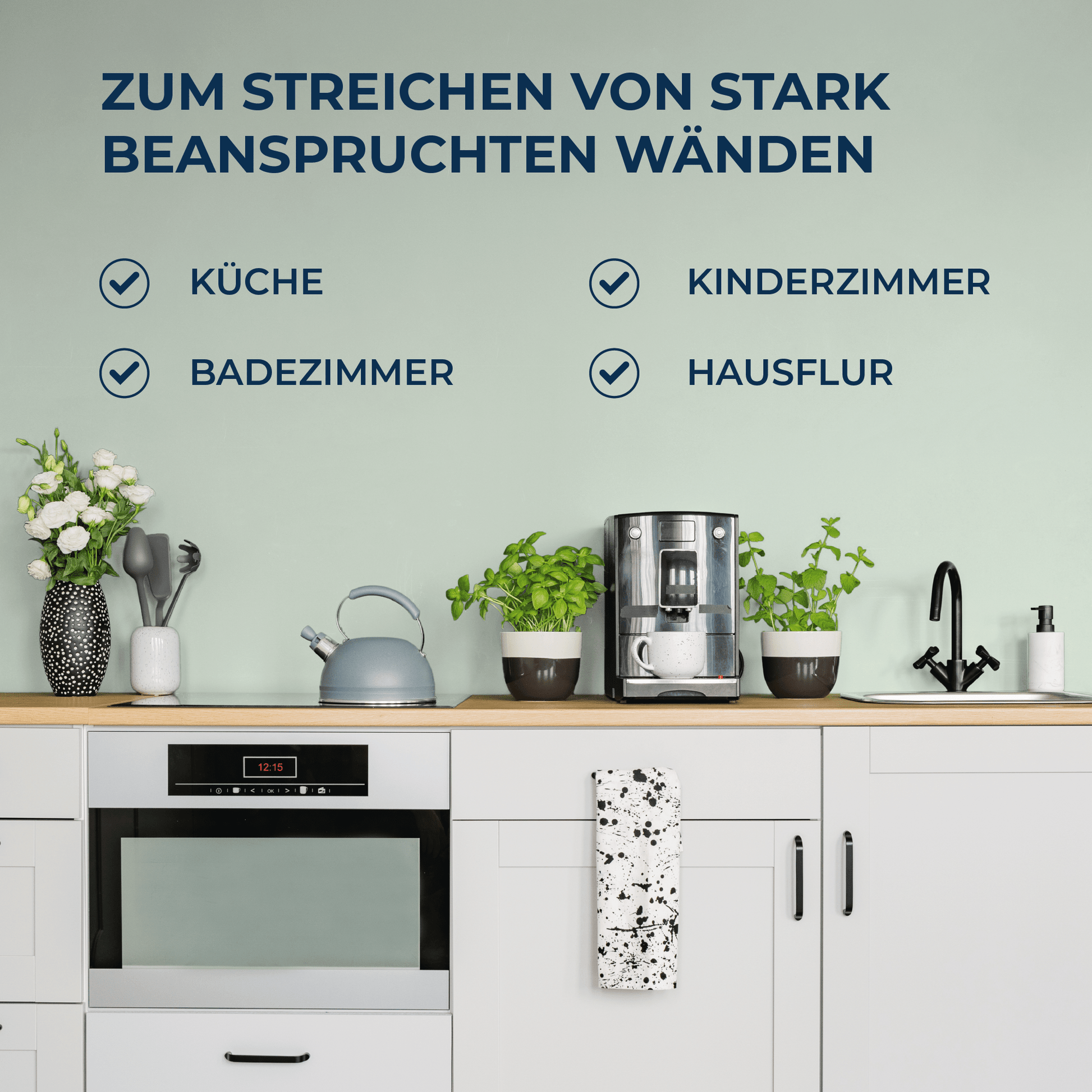 Derendo Wandfarbe Latexfarbe Salbeigrün Matt abwaschbar in 10 Liter – Produktbild von Derendo