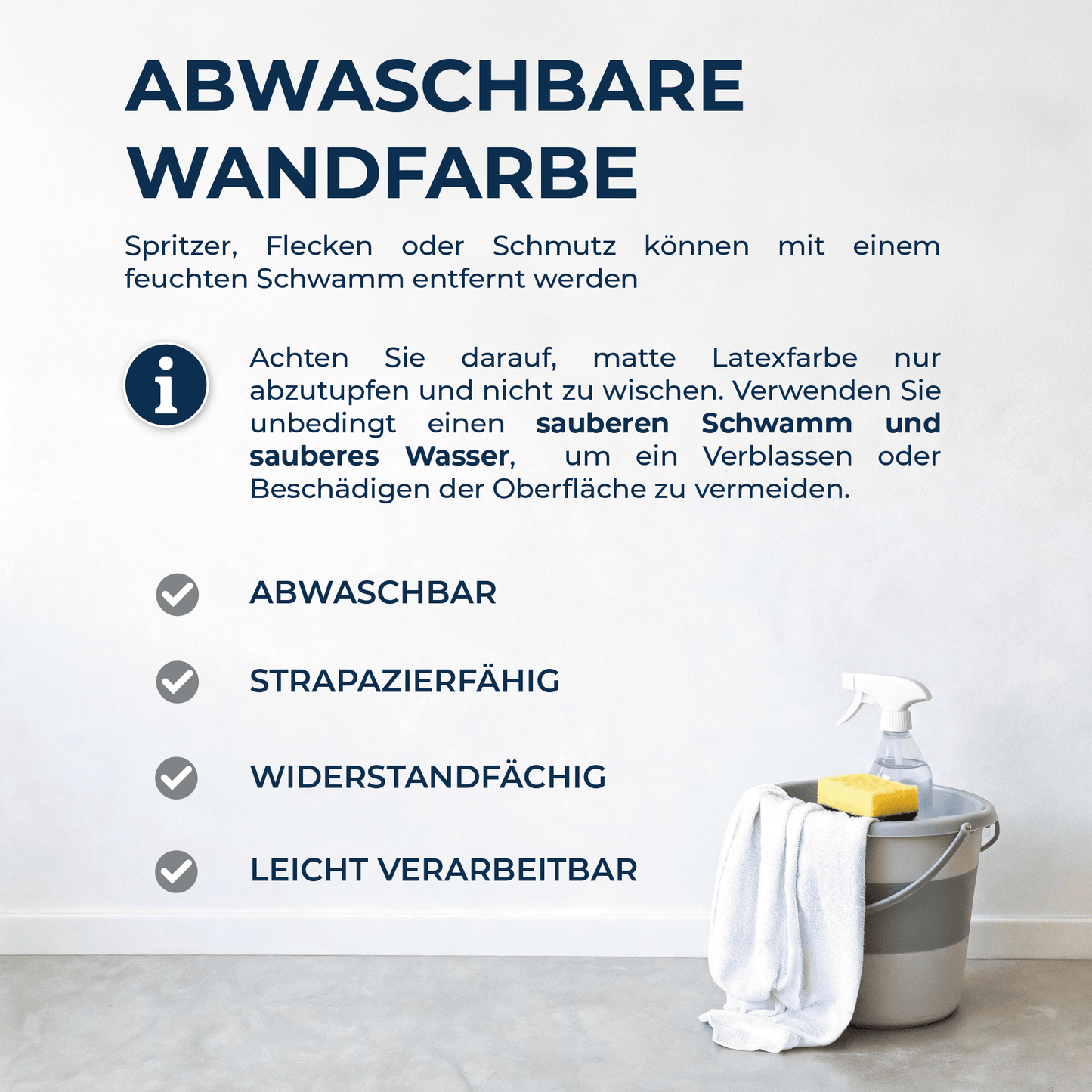 Derendo Wandfarbe Latexfarbe Weiß Matt abwaschbar in 10 Liter – Produktbild von Derendo
