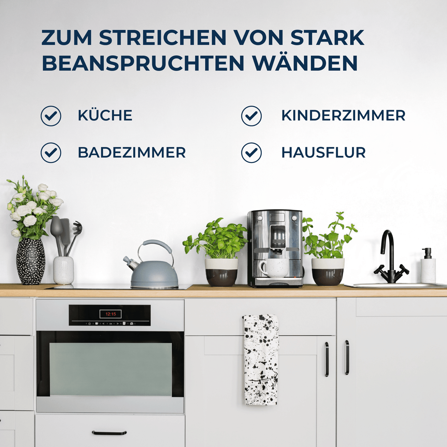 Derendo Wandfarbe Latexfarbe Weiß Matt abwaschbar in 10 Liter – Produktbild von Derendo