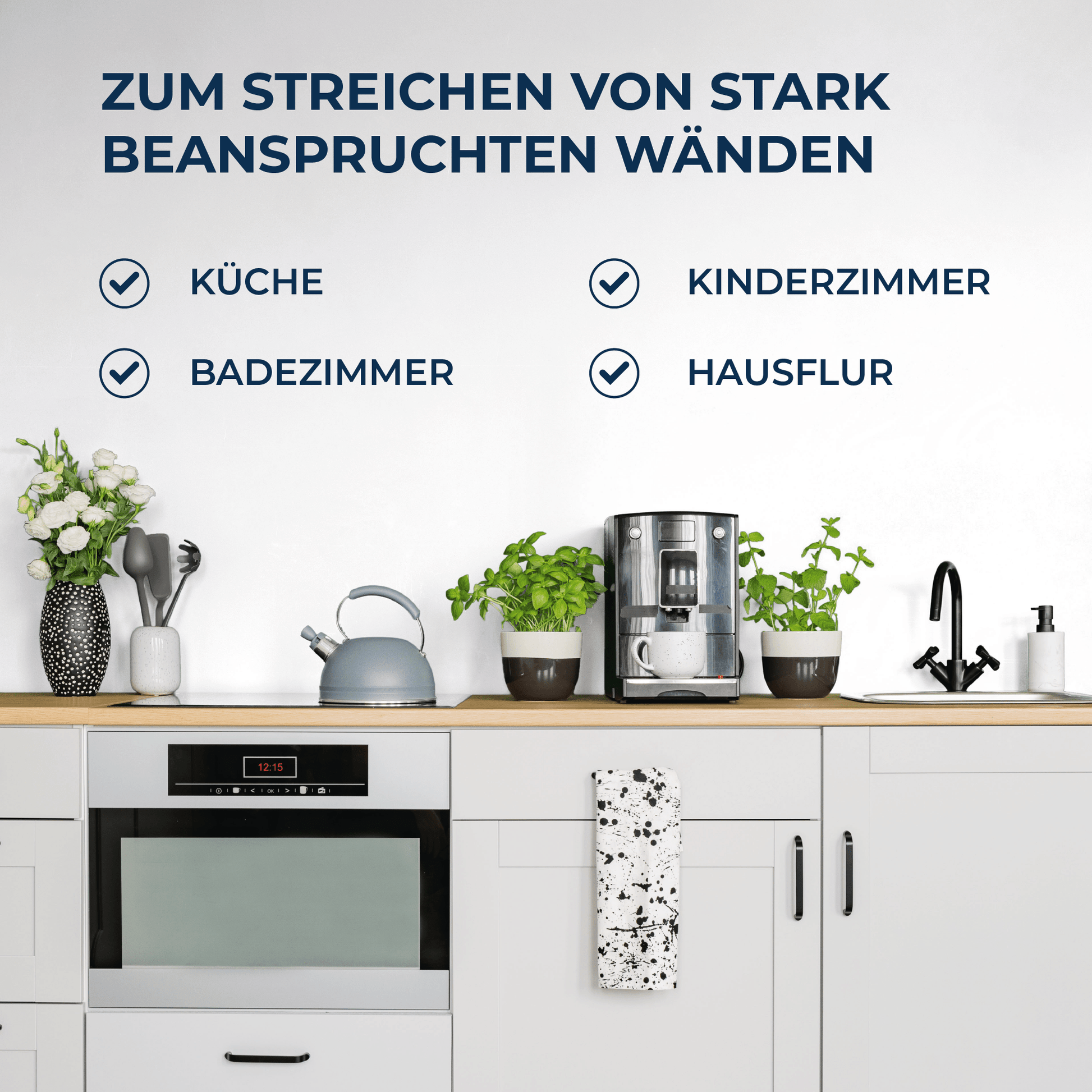 Derendo Wandfarbe Latexfarbe Weiß Matt abwaschbar in 10 Liter – Produktbild von Derendo