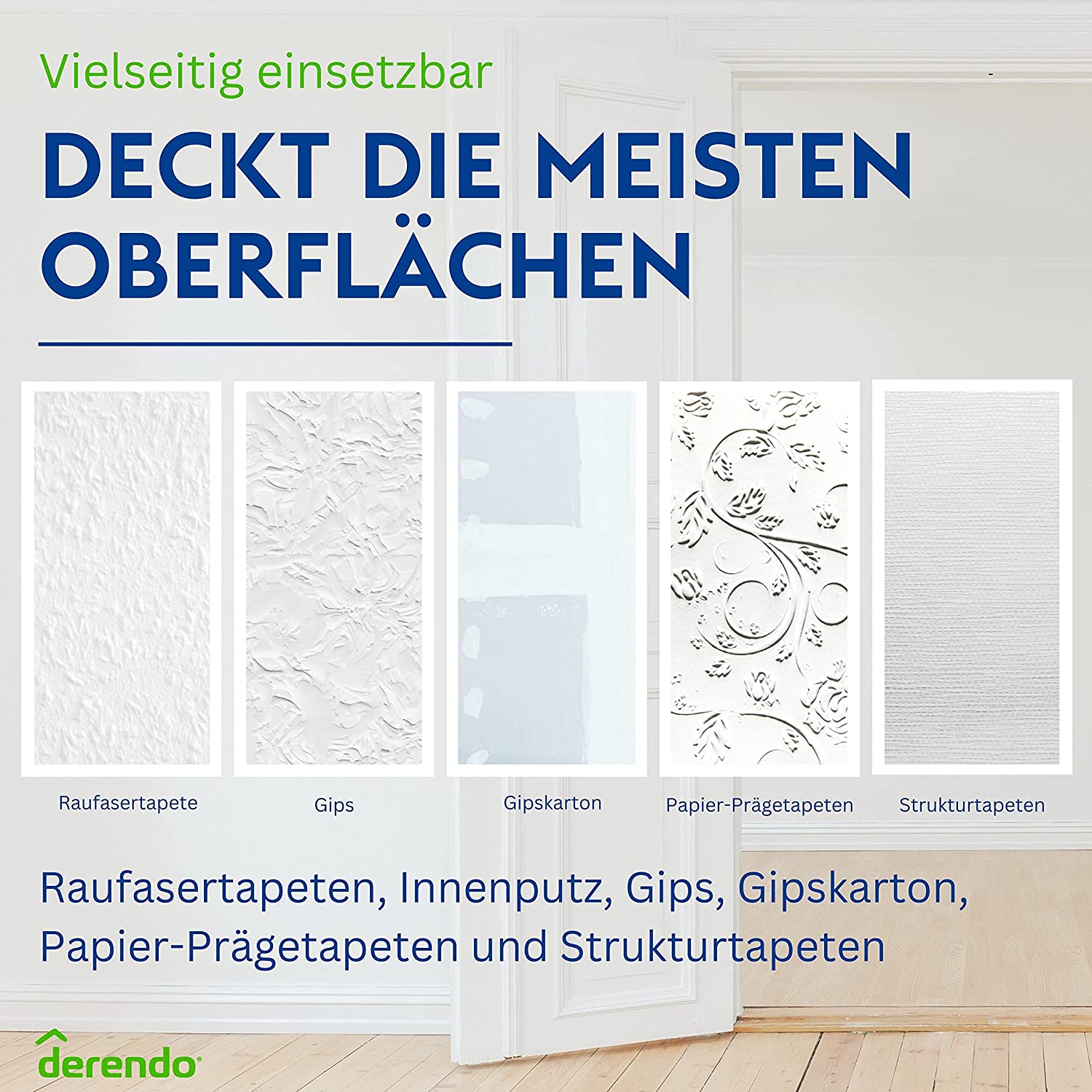 Derendo Wandfarbe Ultra Schneeweiss - mit Ultra Deckkraft in 10 Liter – Produktbild von Derendo