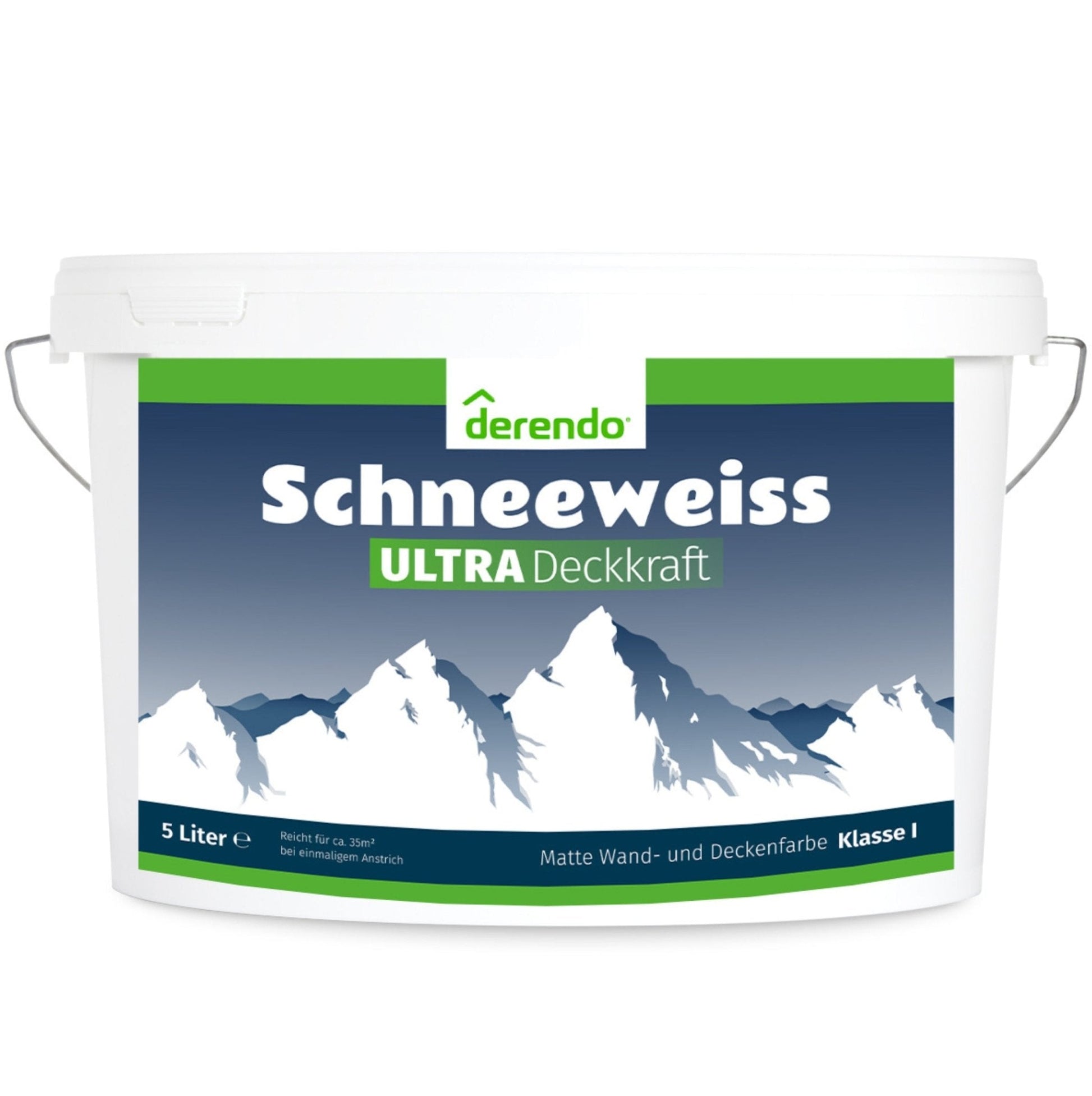 Derendo Wandfarbe Ultra Schneeweiss - mit Ultra Deckkraft in 10 Liter – Produktbild von Derendo