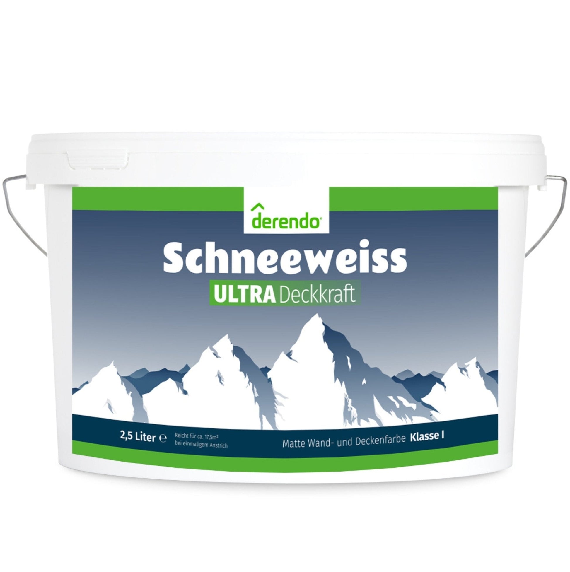 Derendo Wandfarbe Ultra Schneeweiss - mit Ultra Deckkraft in 10 Liter – Produktbild von Derendo