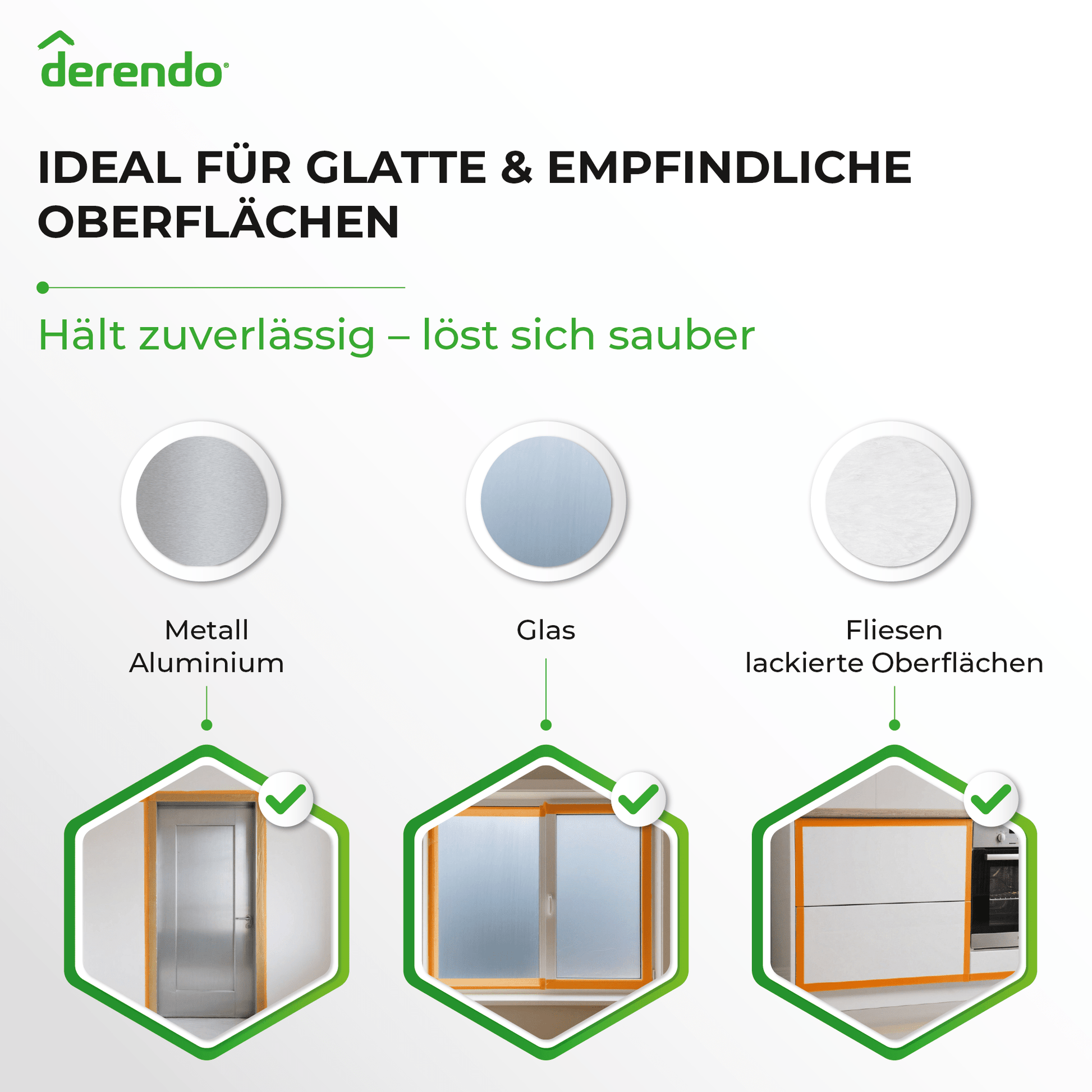 Derendo® Washi Tape Malerkrepp Premium – Goldband für scharfe Farbkanten in 30mm x 50m – Produktbild von Derendo