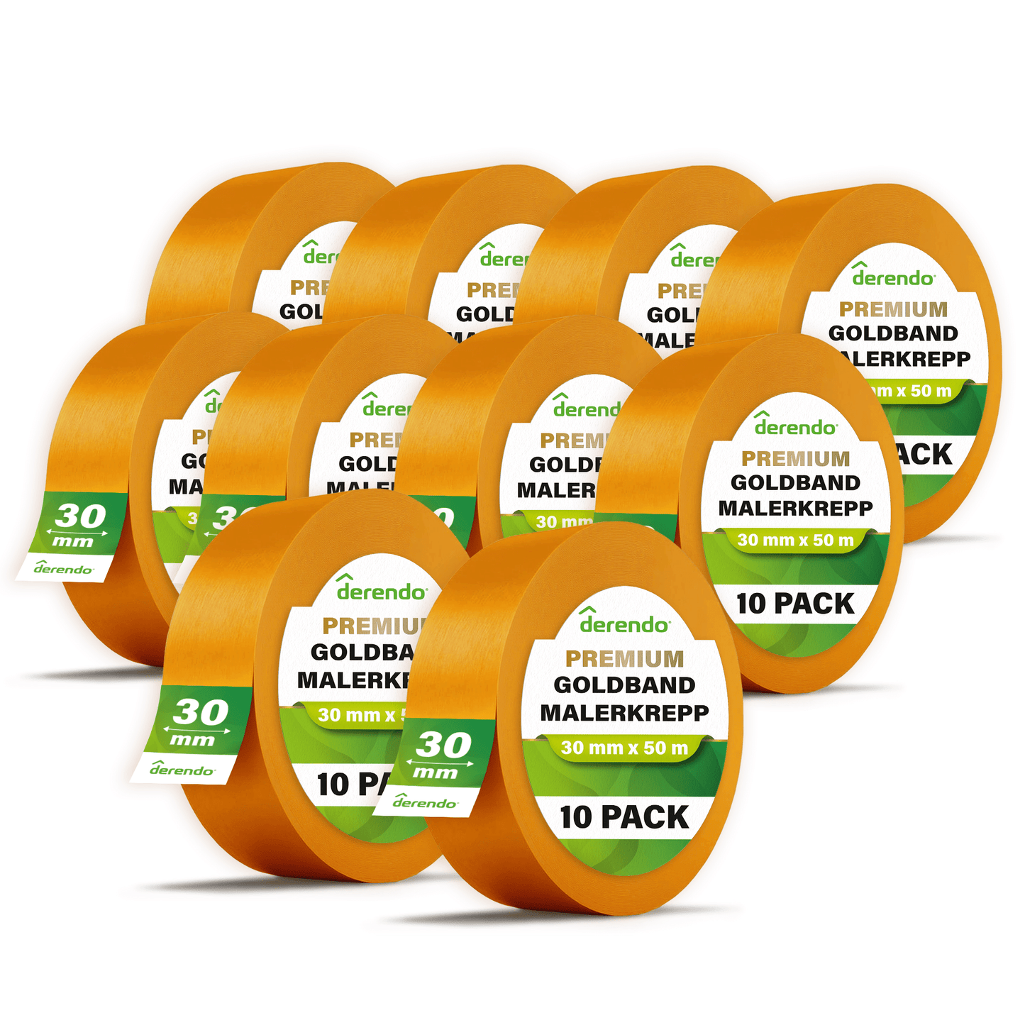 Derendo® Washi Tape Malerkrepp Premium – Goldband für scharfe Farbkanten in 30mm x 50m – Produktbild von Derendo