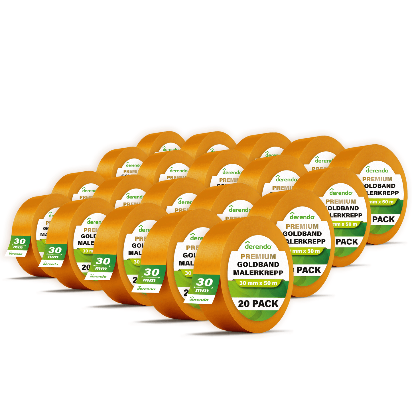 Derendo® Washi Tape Malerkrepp Premium – Goldband für scharfe Farbkanten in 30mm x 50m – Produktbild von Derendo